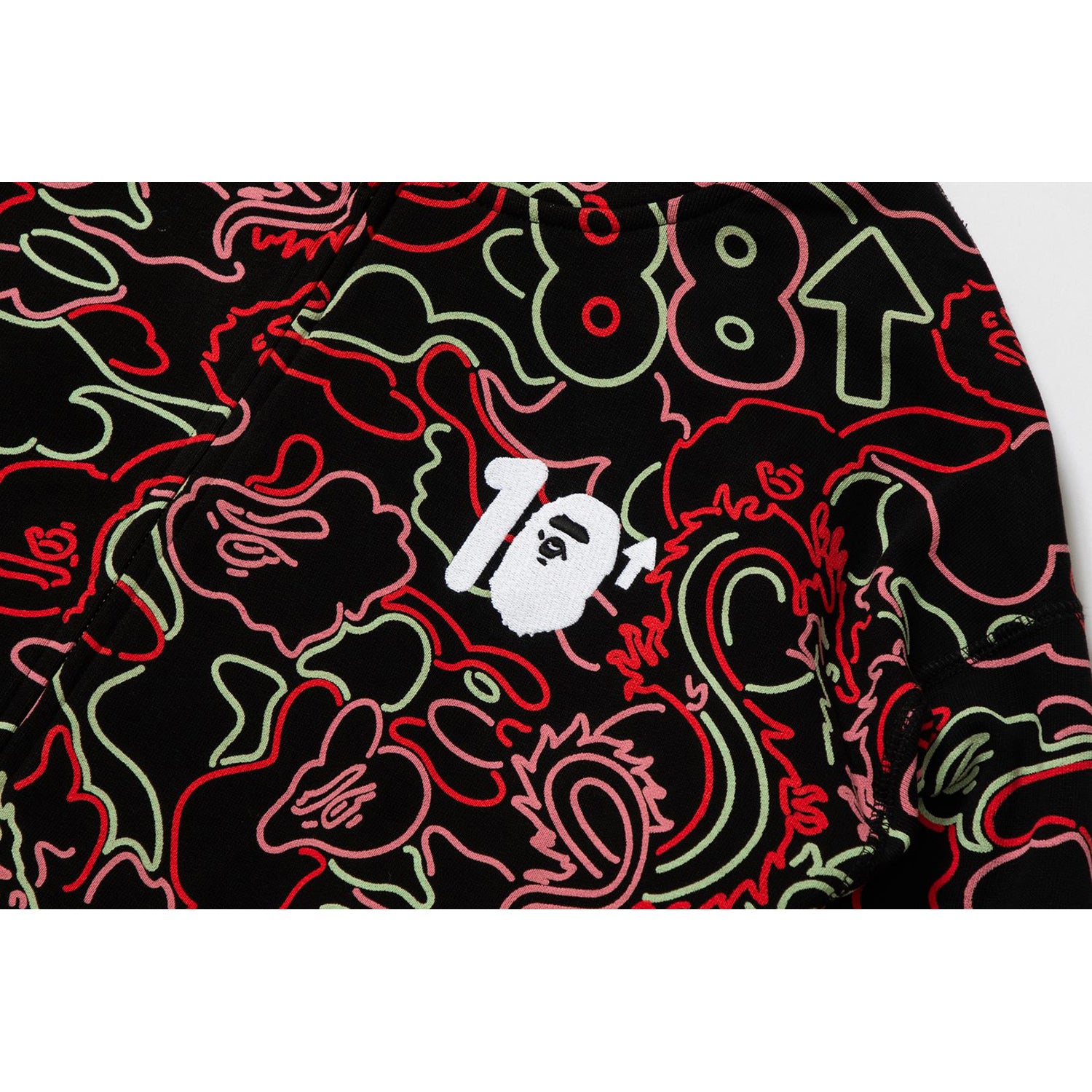 BAPE X 88RISING GLOW IN THE DARK CAMO SHARK FULL ZIP HOODIE