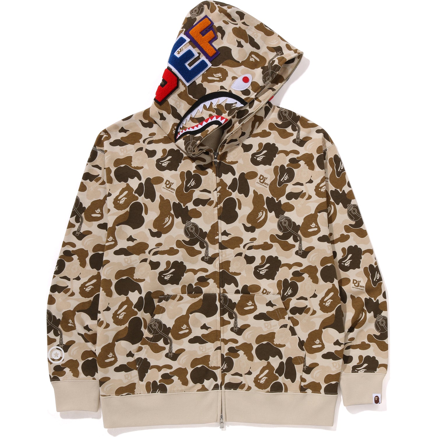 BAPE X DEF JAM CAMO SHARK RELAXED FIT FULL ZIP HOODIE MENS