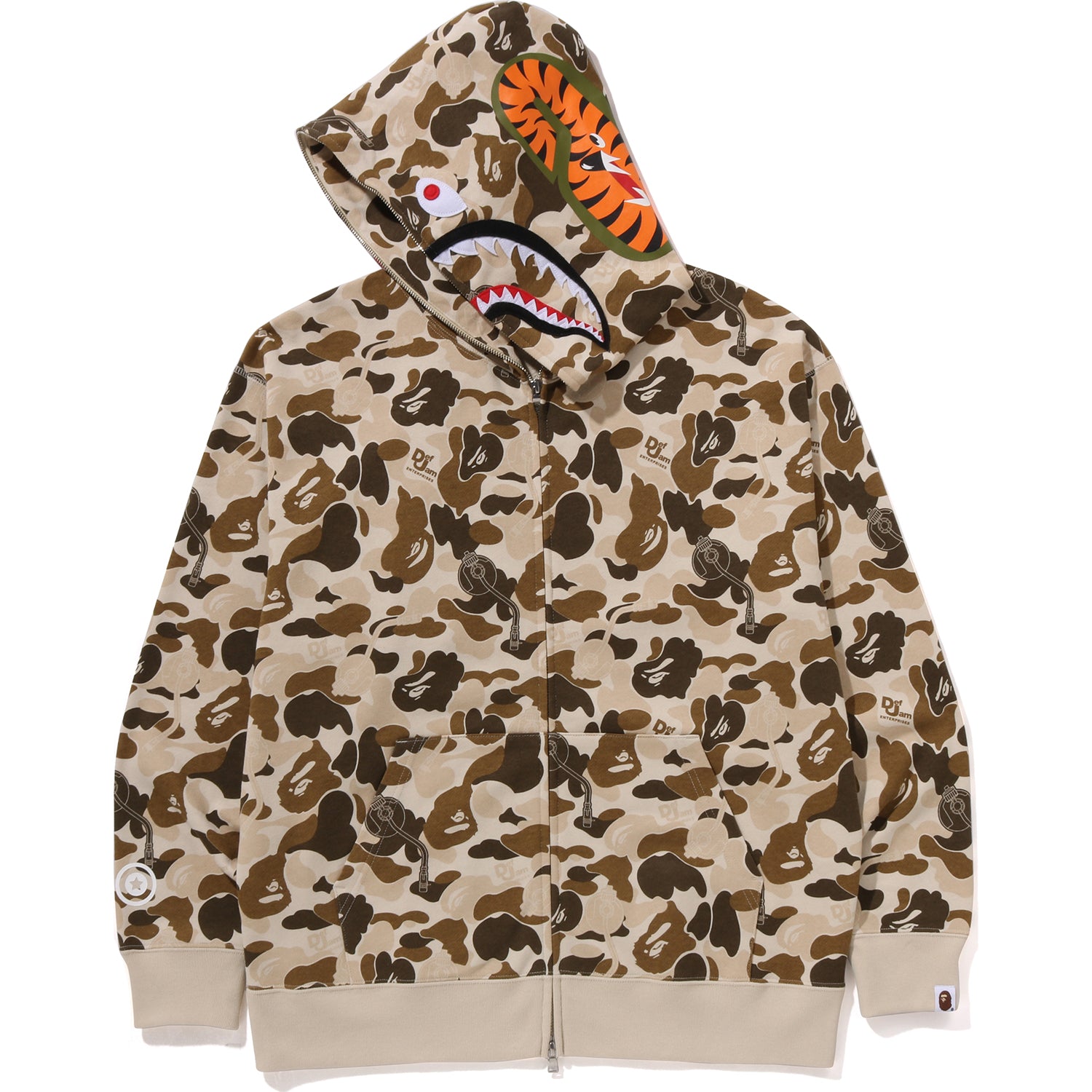 BAPE X DEF JAM CAMO SHARK RELAXED FIT FULL ZIP HOODIE MENS