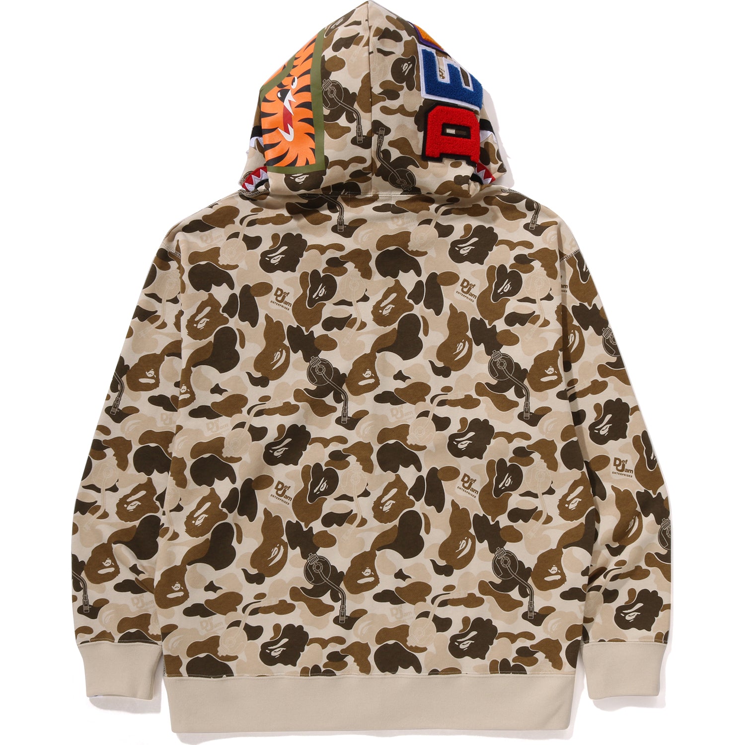 BAPE X DEF JAM CAMO SHARK RELAXED FIT FULL ZIP HOODIE MENS