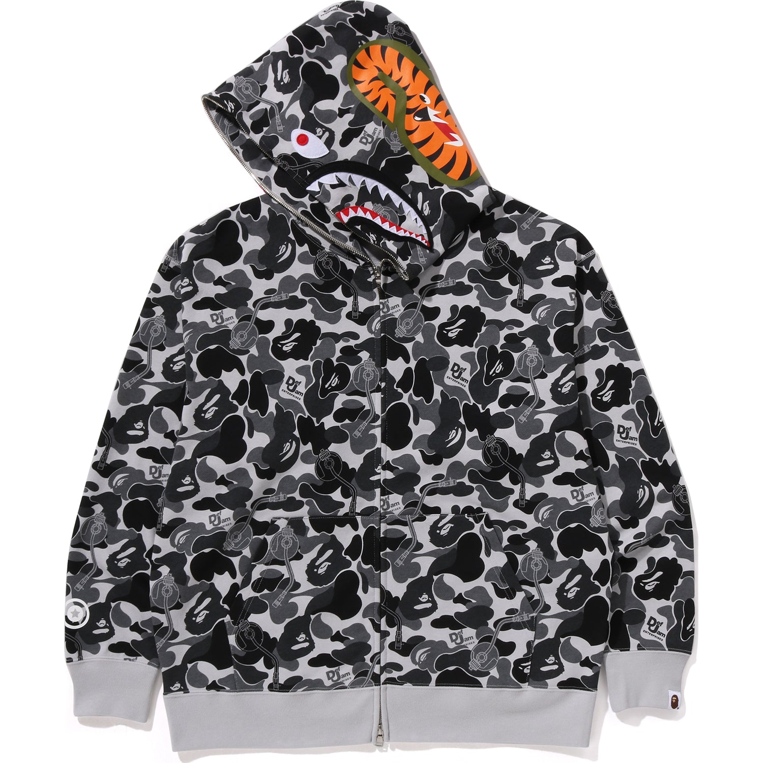 BAPE X DEF JAM CAMO SHARK RELAXED FIT FULL ZIP HOODIE MENS