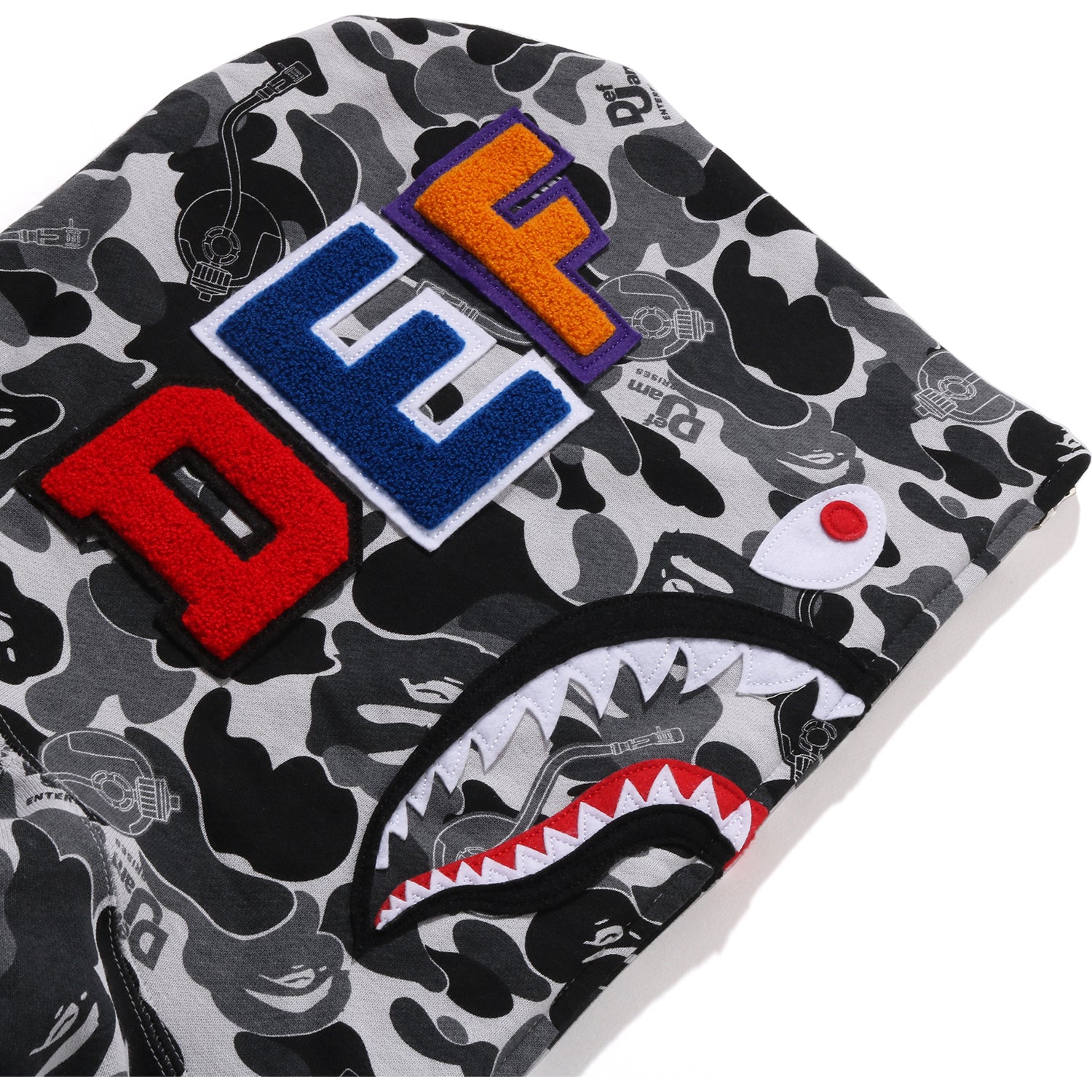 BAPE X DEF JAM CAMO SHARK RELAXED FIT FULL ZIP HOODIE MENS