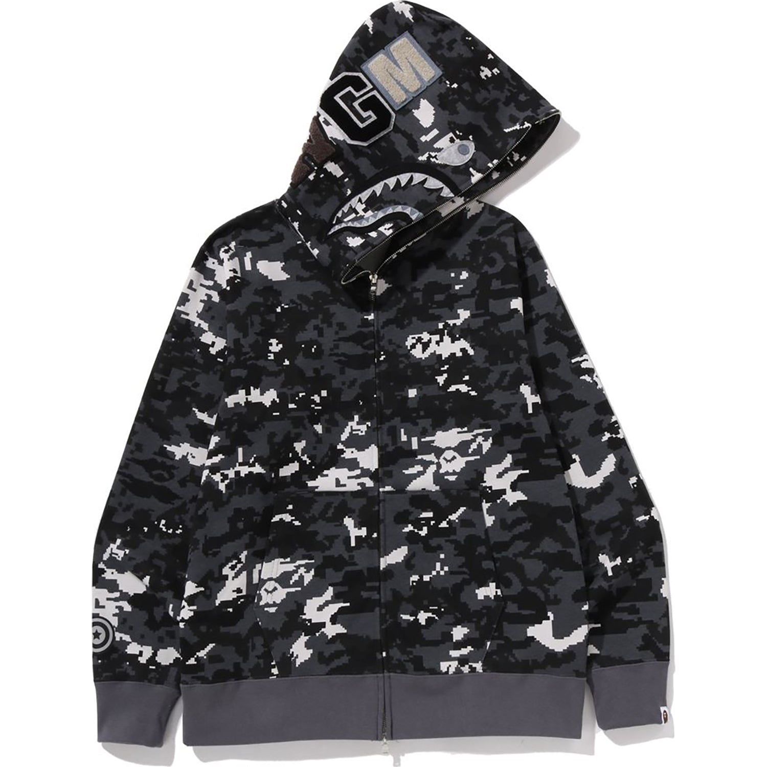 MULTI PIXEL CAMO SHARK REGULAR FIT FULL ZIP HOODIE MENS