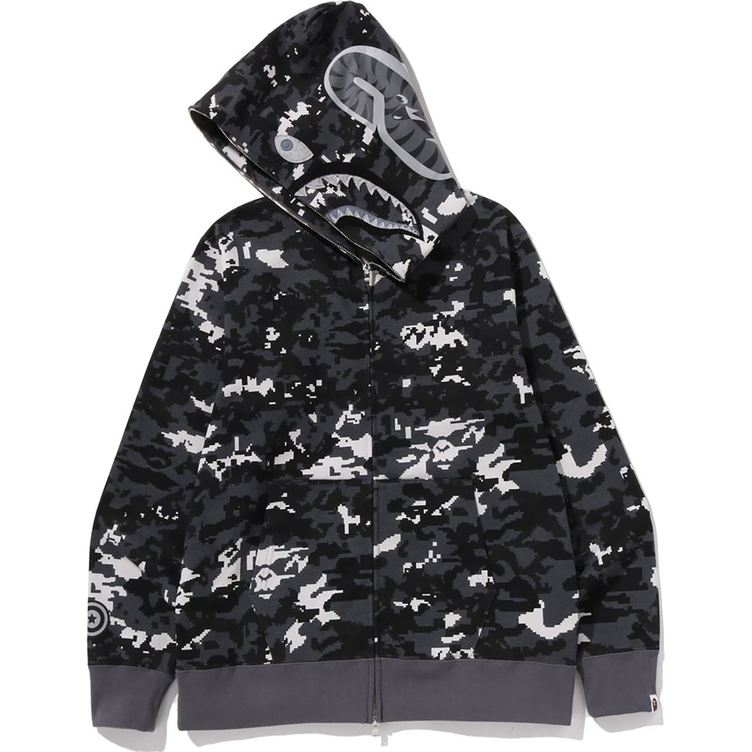 MULTI PIXEL CAMO SHARK REGULAR FIT FULL ZIP HOODIE MENS