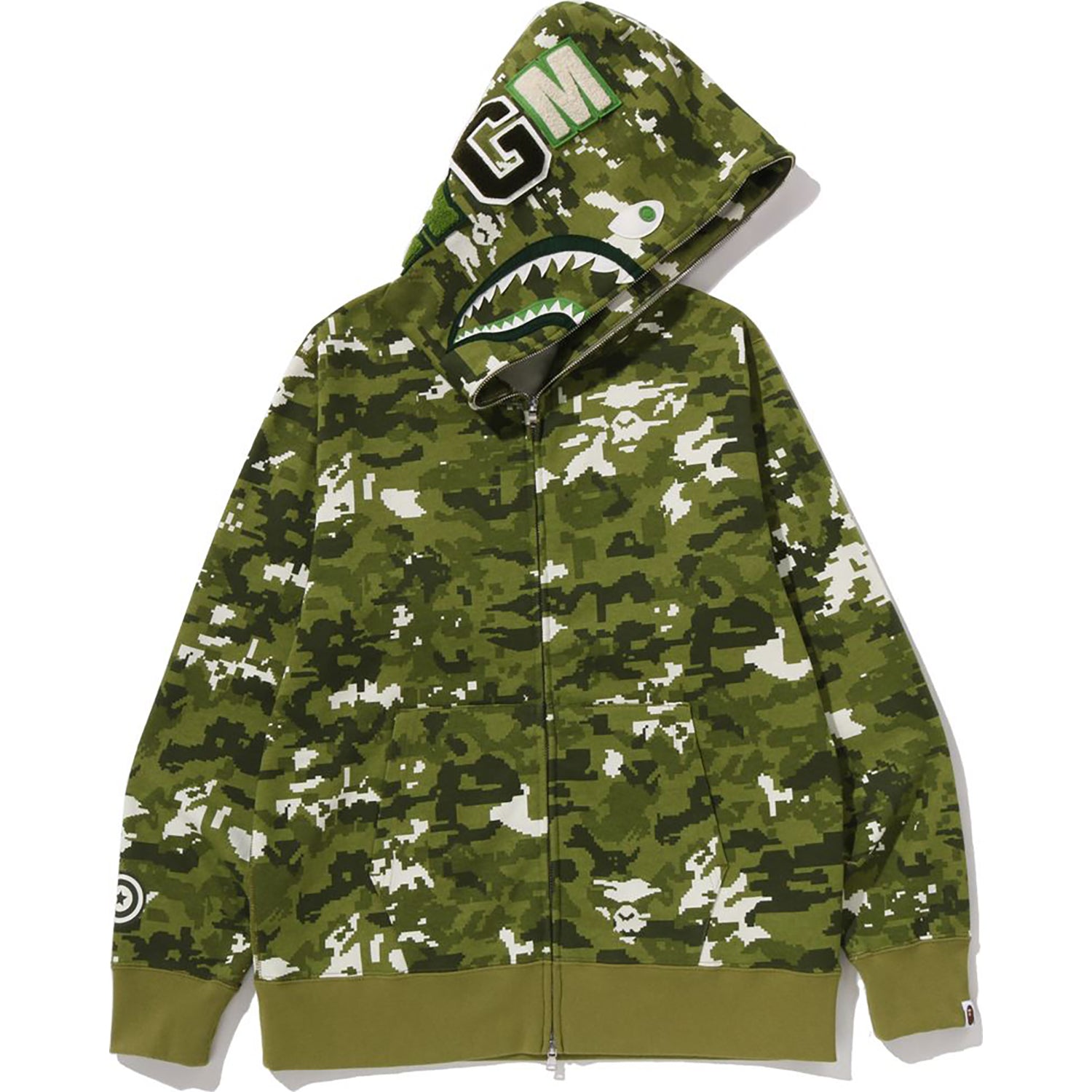 MULTI PIXEL CAMO SHARK REGULAR FIT FULL ZIP HOODIE MENS
