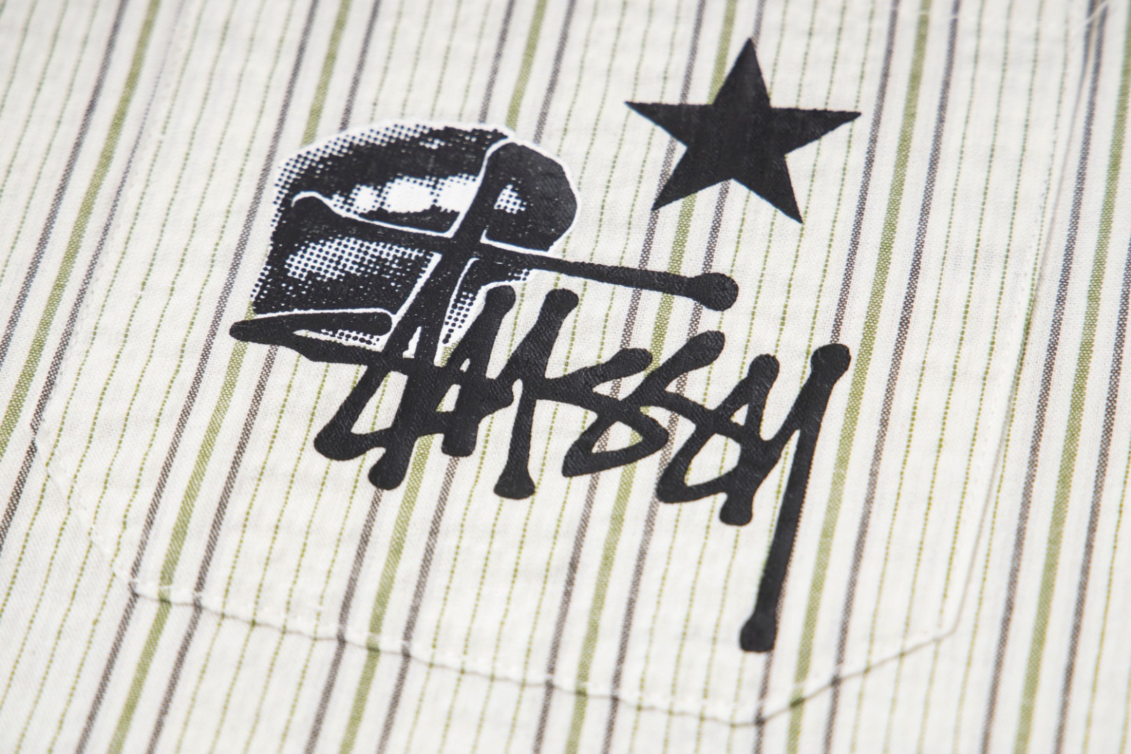 🔥款号6960# P75 （现货发售） stussy 斯图西经典印花翻领短袖衬衫 25夏季新款男女同款颜色：杏色数码：s m l xl