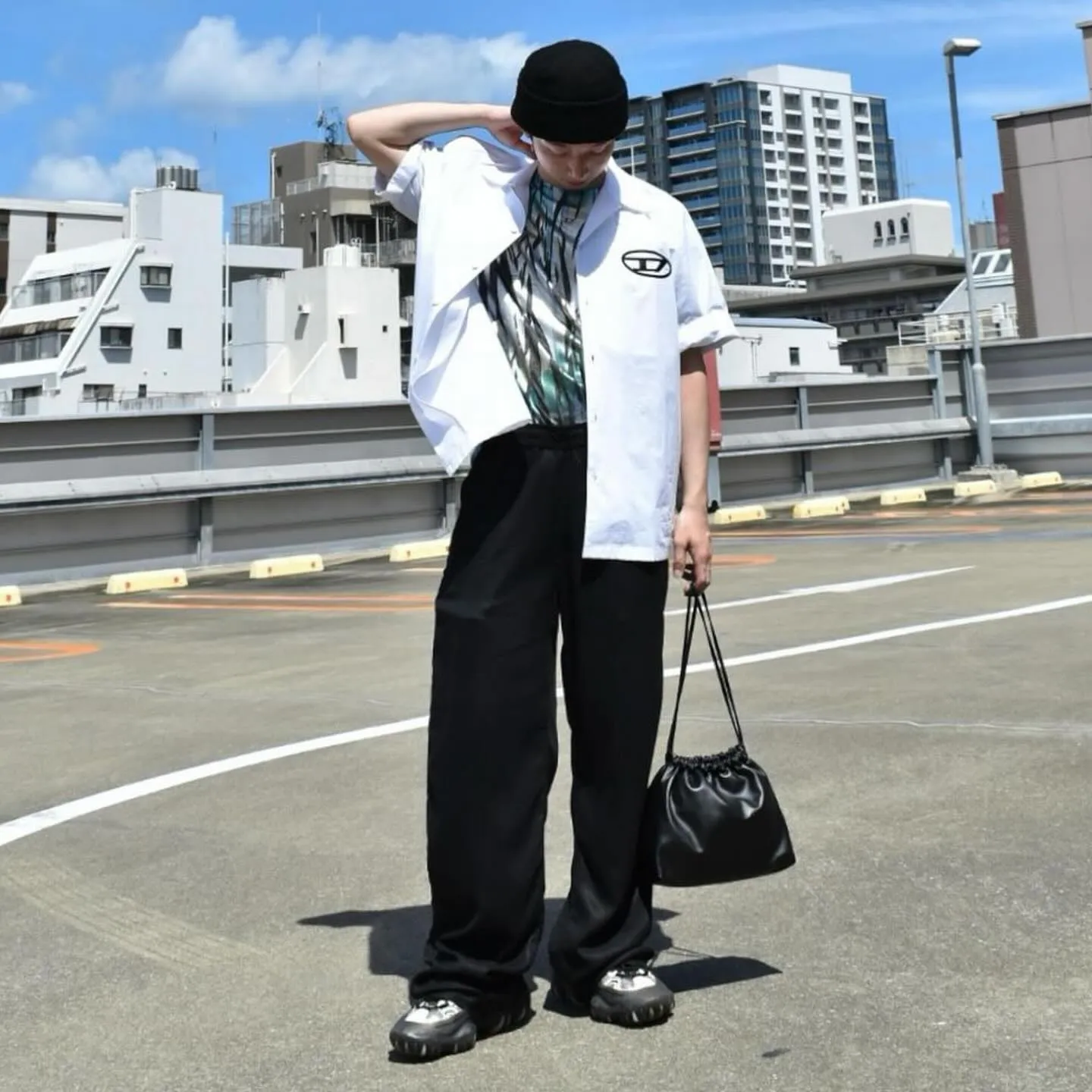 Bowling shirt with logo embroidery