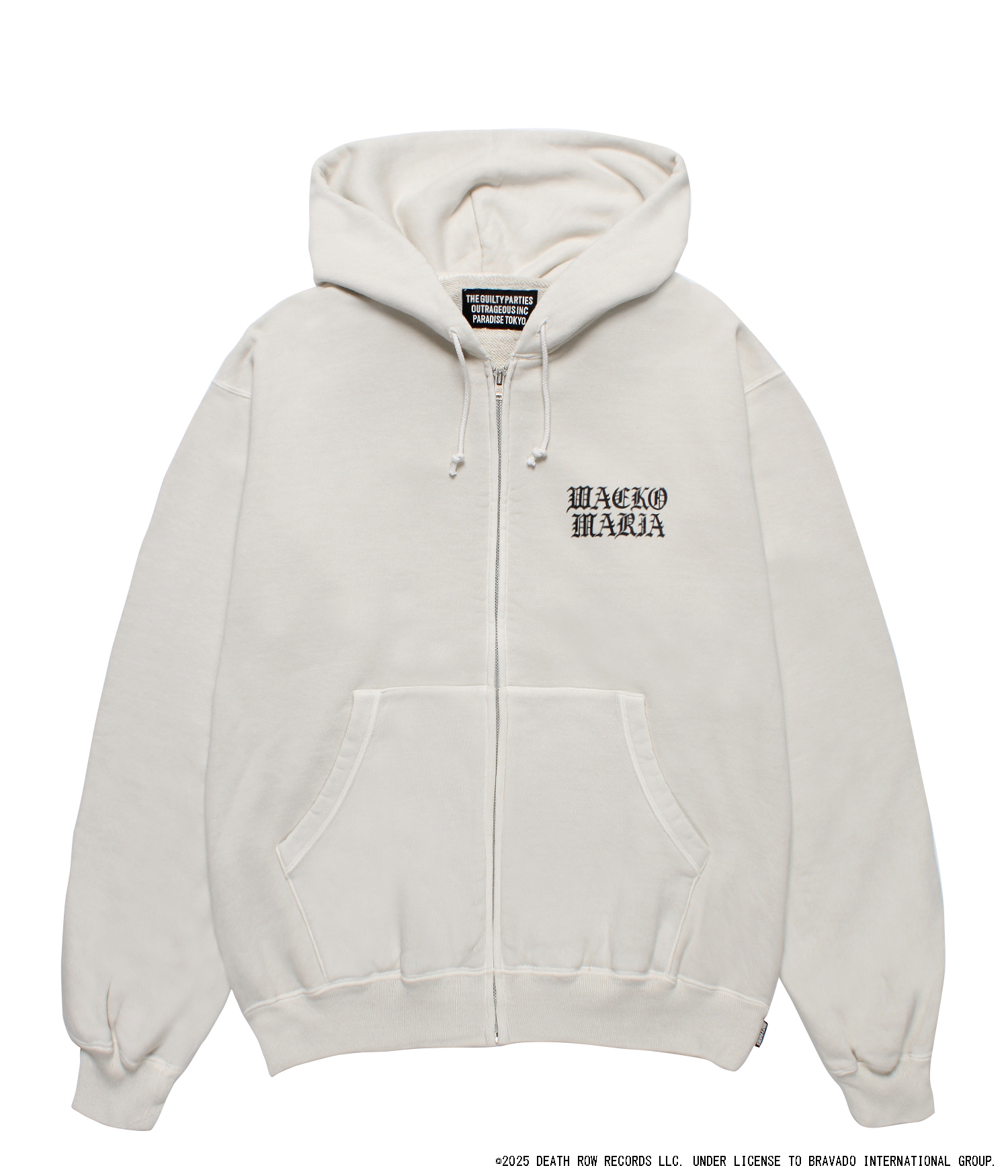 DEATH ROW RECORDS / GARMENT DYED ZIP UP HOODED SWEAT SHIRT GRAY