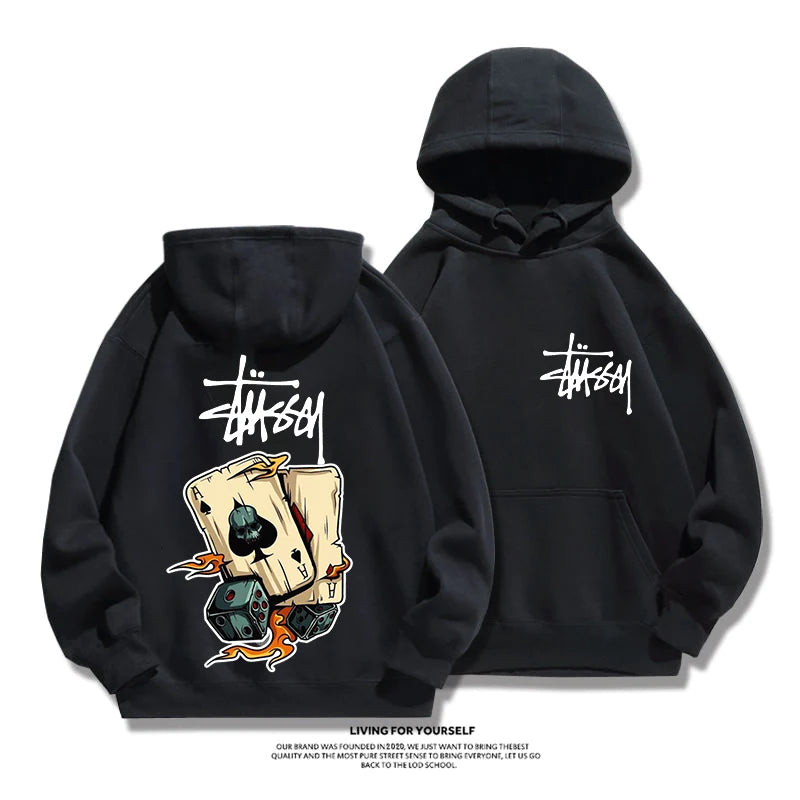STUSSY Ace of Spades casual hoodie