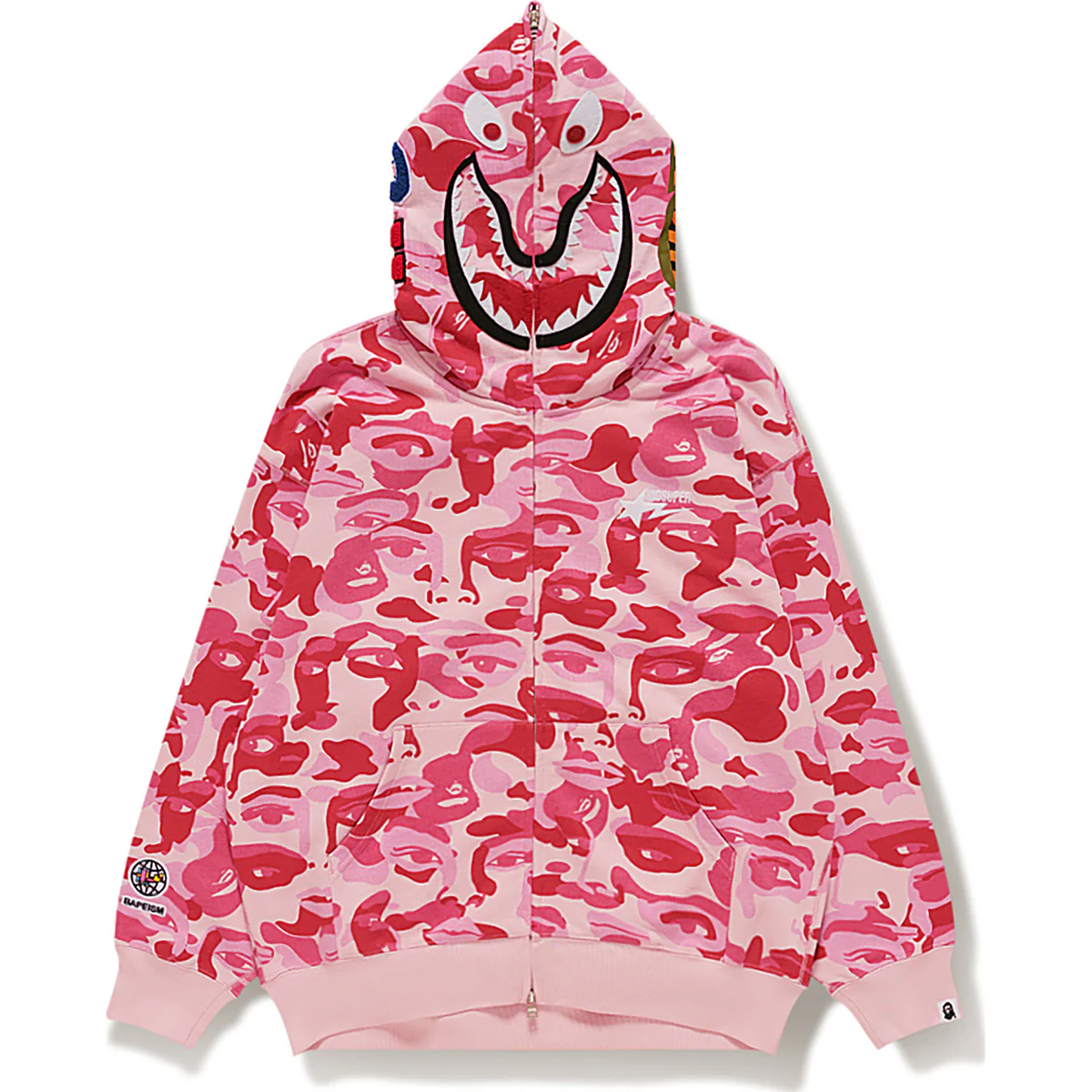 レディース ユニセックス BAPE Shark Ape Bape パーカー カモ プリント セーター カジュアル ジッパー ジャケット ファ