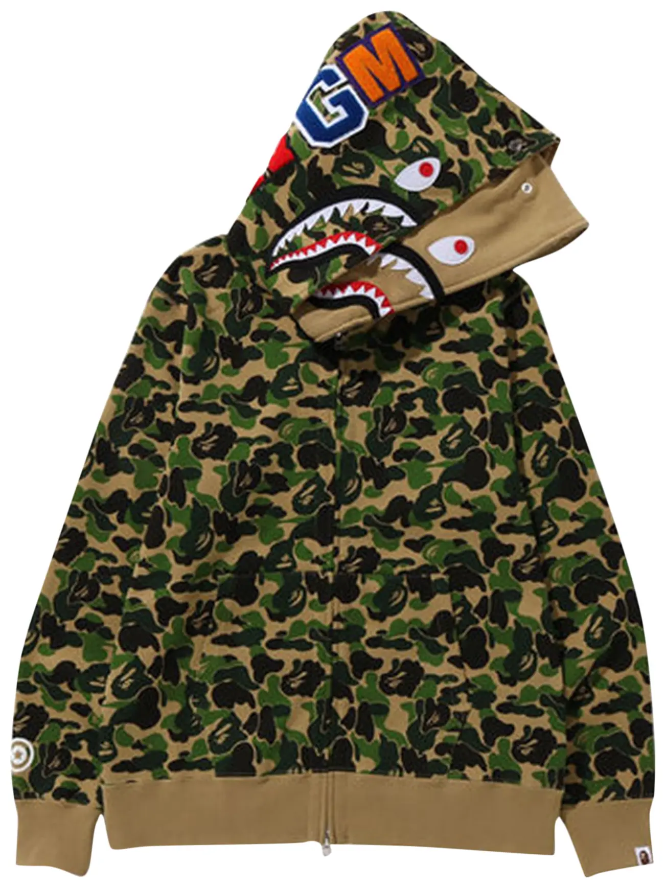 BAPE ABC Camo Double Shark Full Zip Hoodie 'Green'