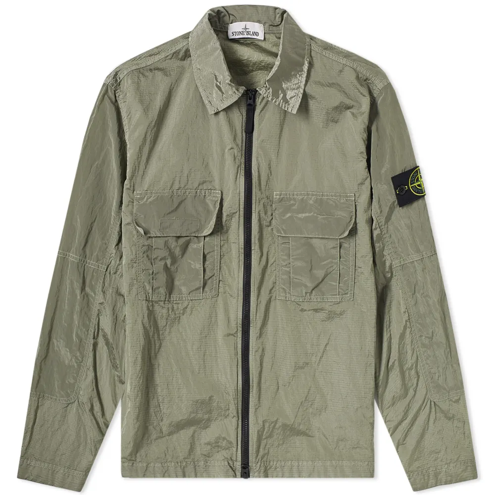 Stone Island Nylon Metal Zip Overshirt （Olive）