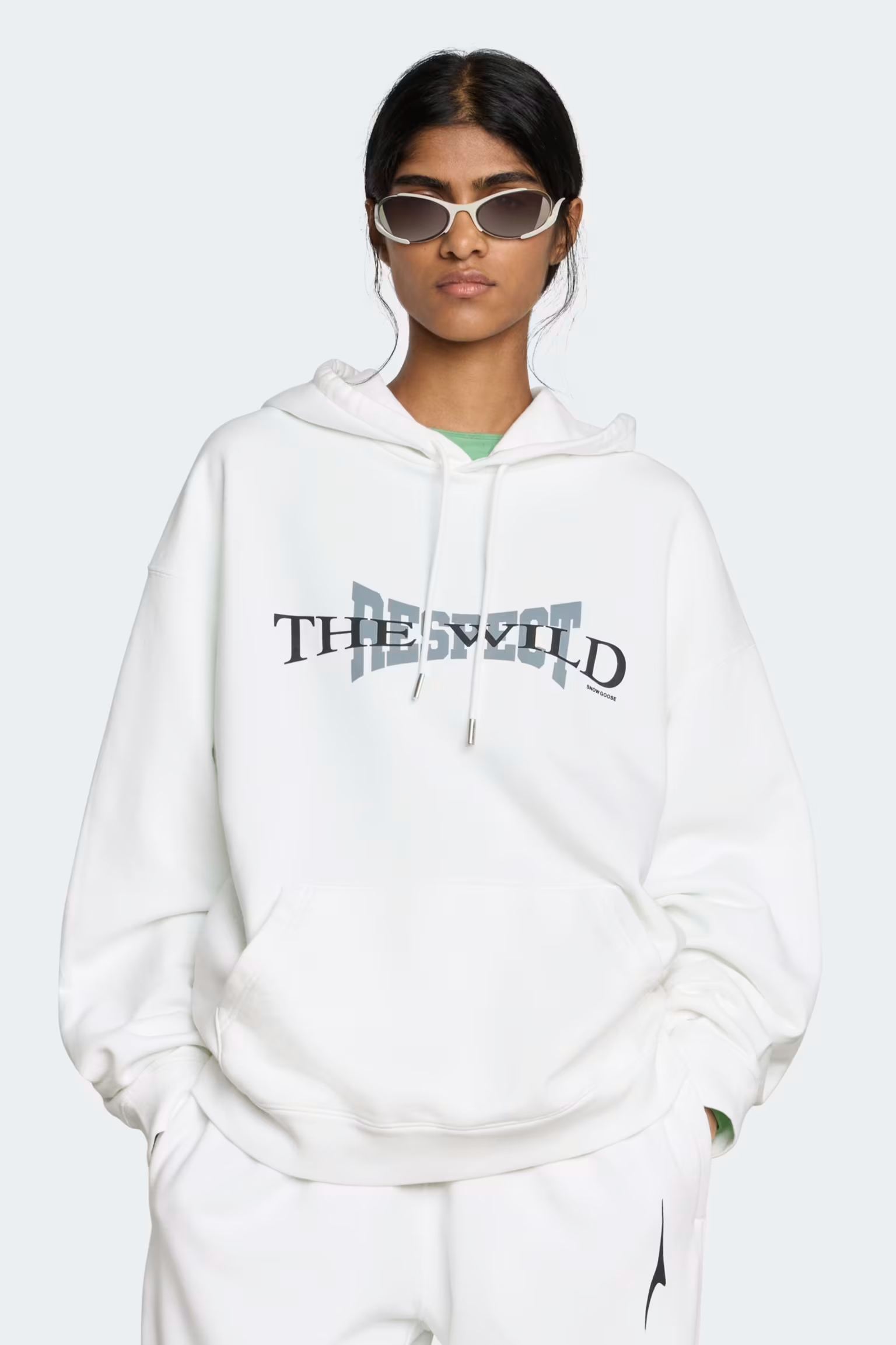 カナダグース リゲル オーバーサイズ プリント フード付きスウェットシャツ ユニセックス (ホワイト)