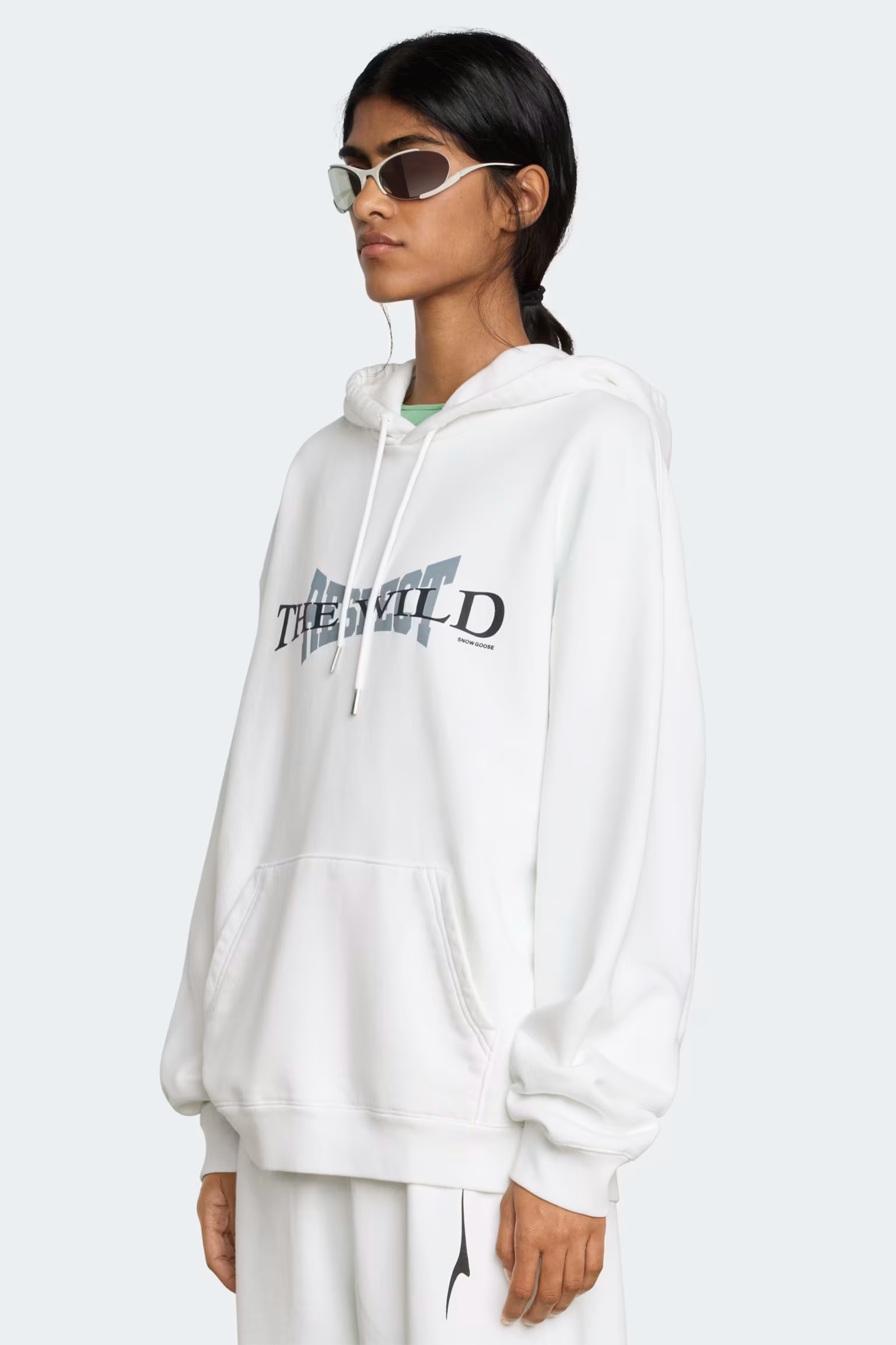 カナダグース リゲル オーバーサイズ プリント フード付きスウェットシャツ ユニセックス (ホワイト)