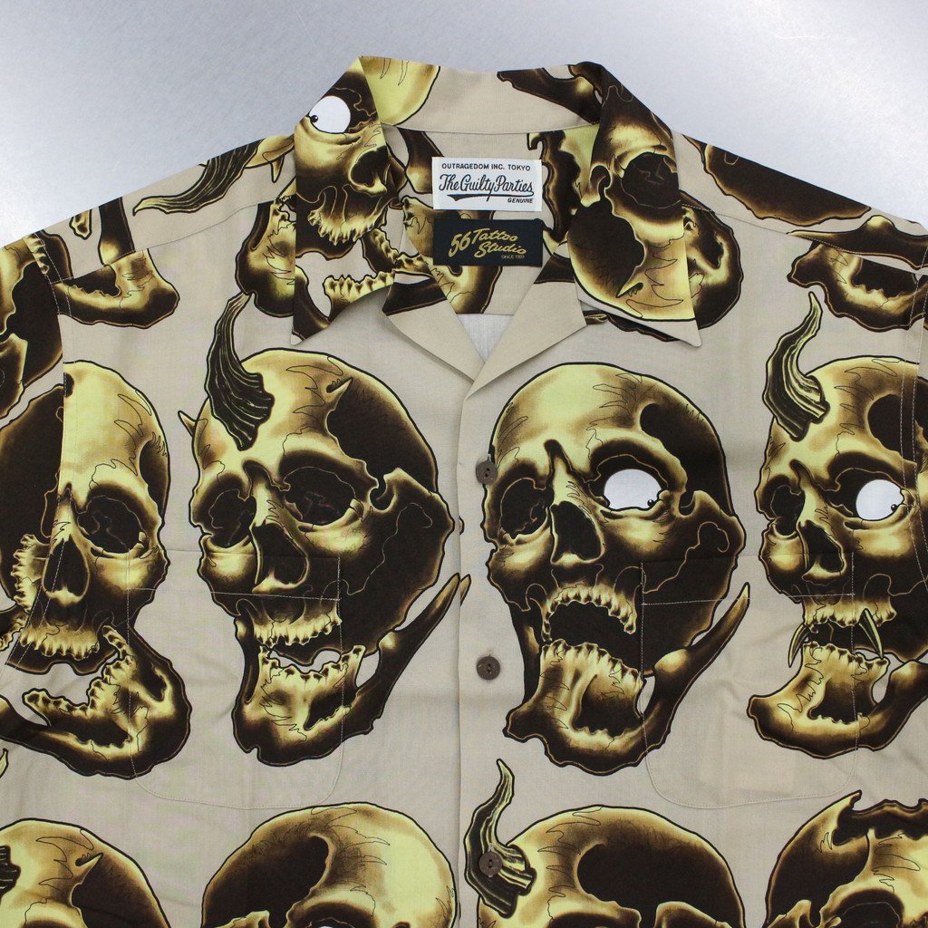 56 TATTOO STUDIO | HAWAIIAN SHIRT S/S -TYPE 2- #BEIGE [56TS-WM-HI12]