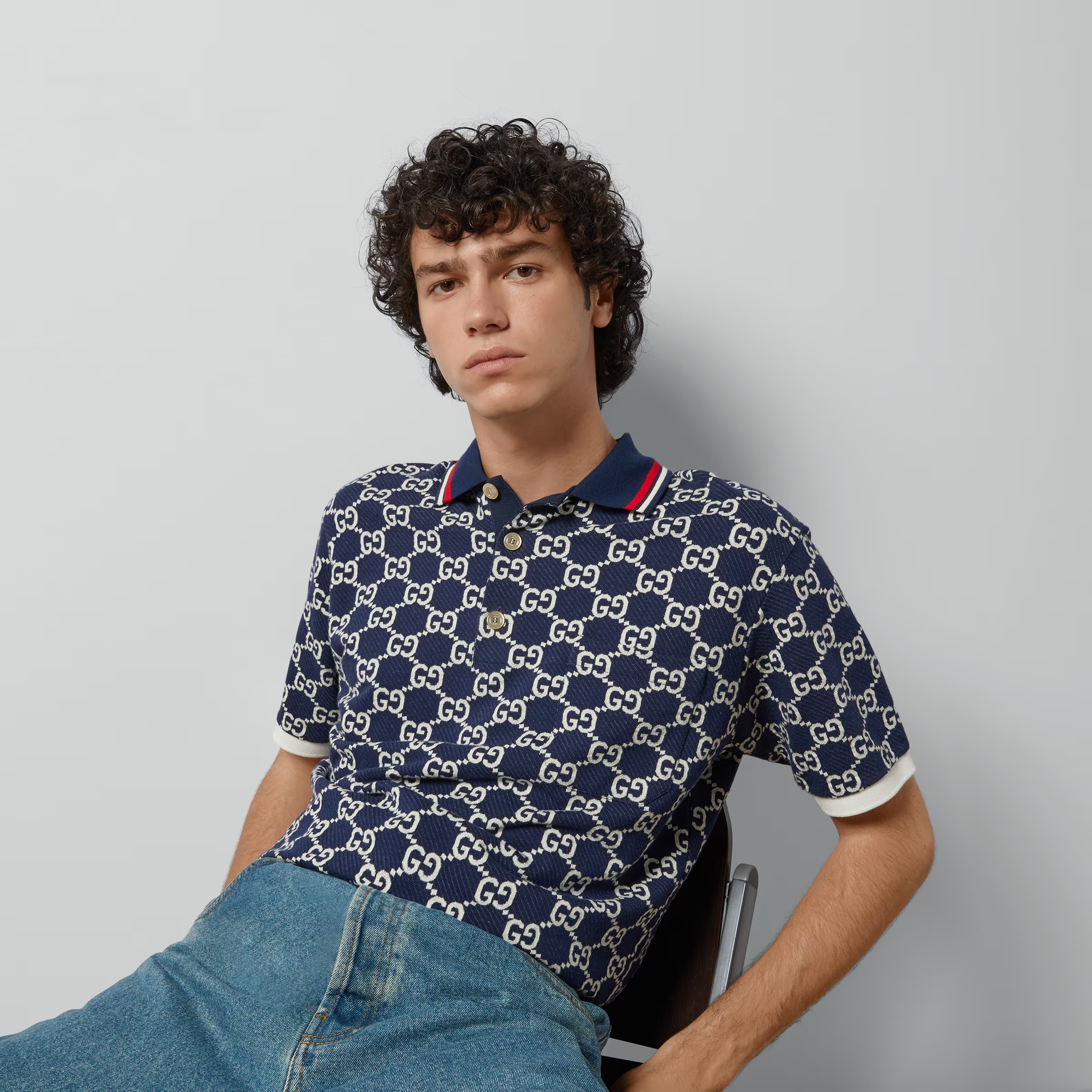 GGコットンジャージー ジャカード ポロシャツ