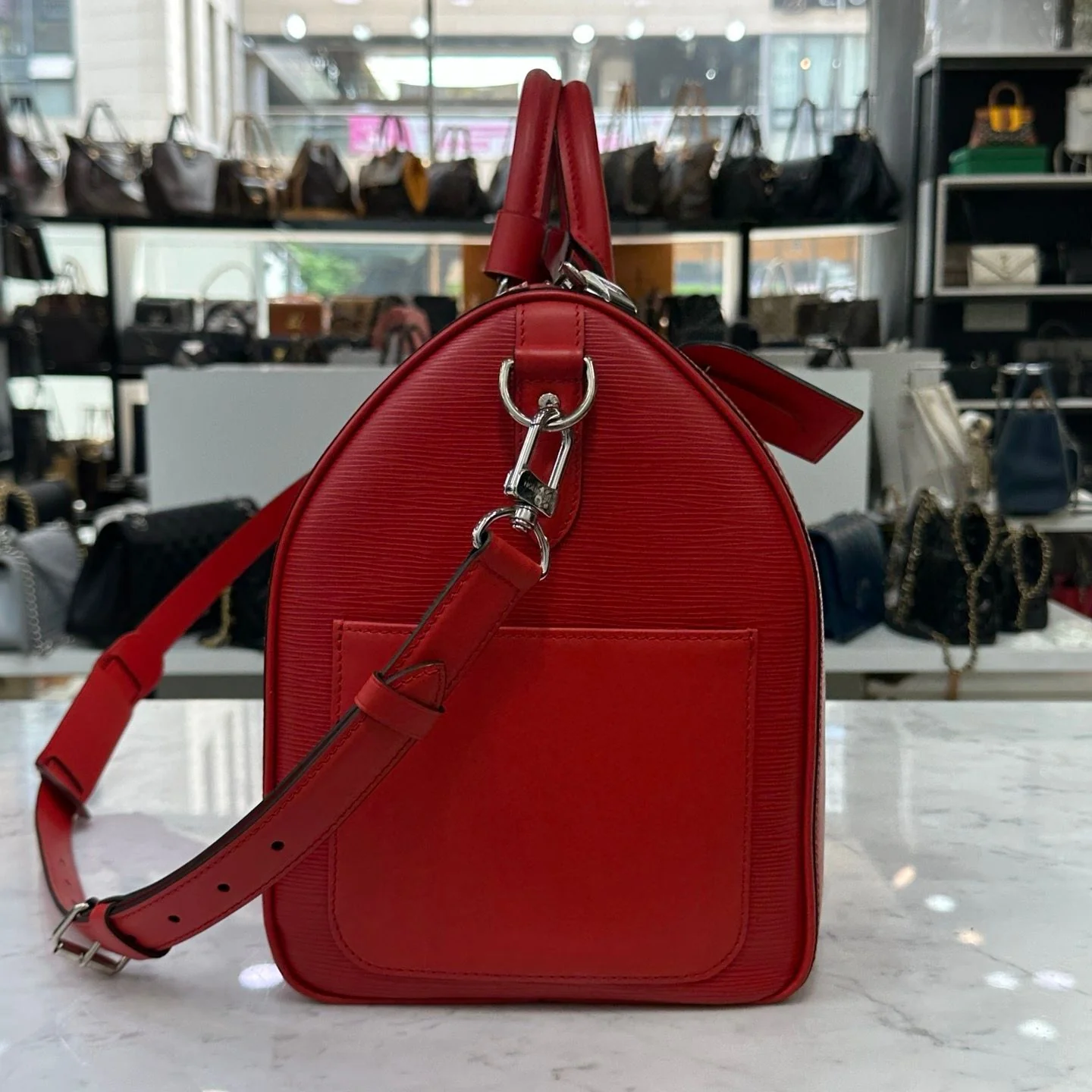 【期間限定割引価格】LV 旅行用バッグ LV シュプリーム キーポル 45 旅行用バッグ EPL ウォーター リップル 旅行用バッグ レッド