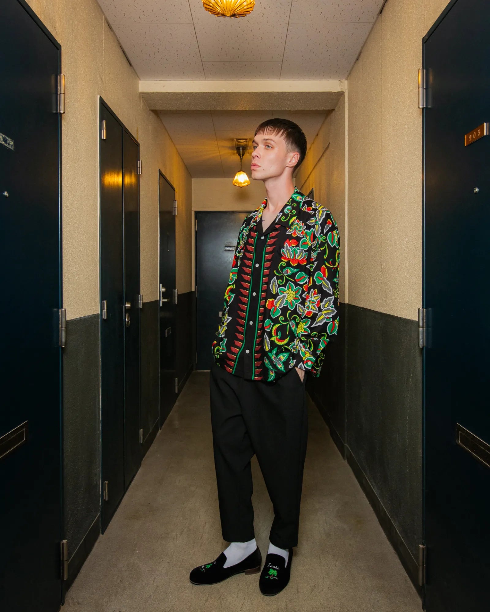 桃源花 L/S SHIRT / BLACK