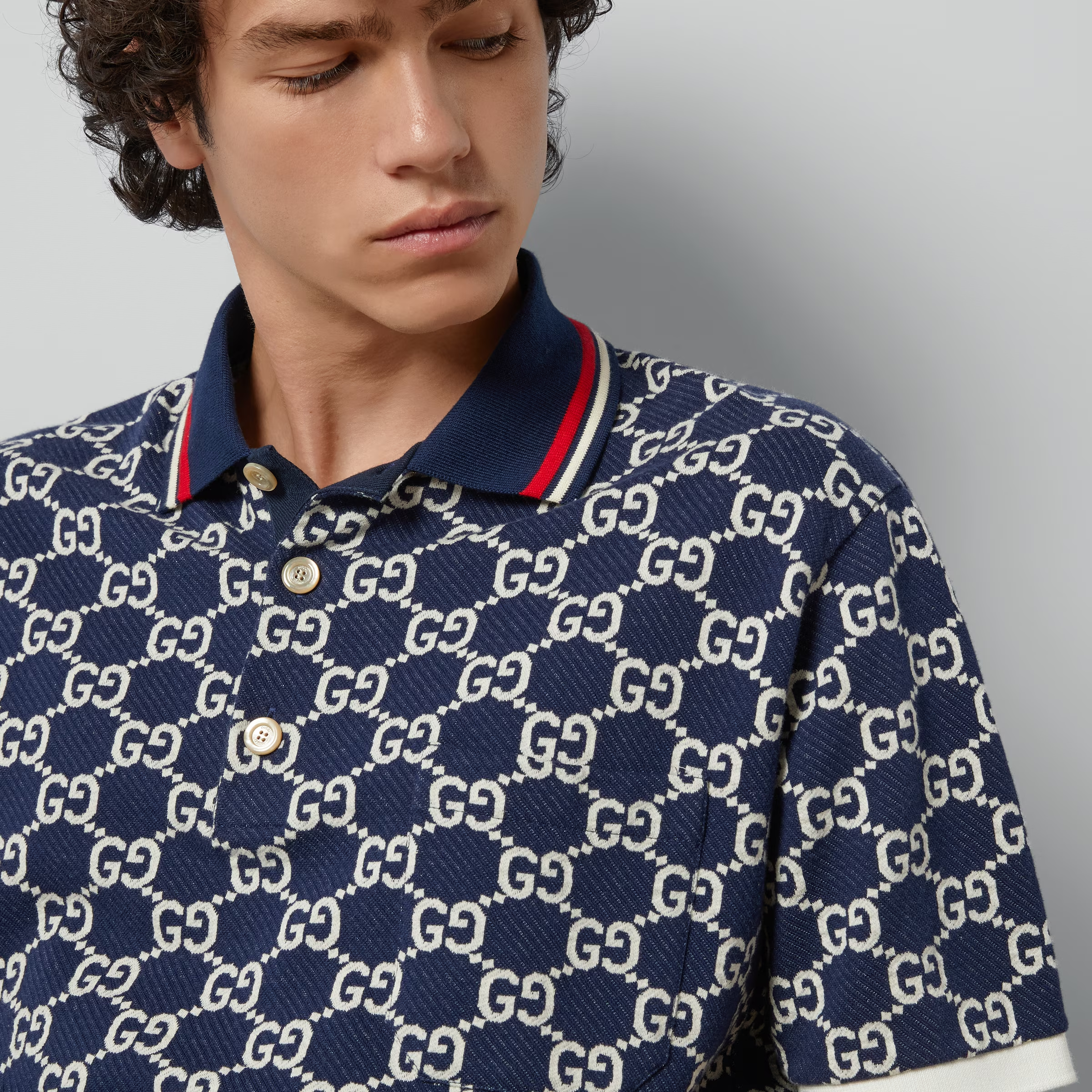 GGコットンジャージー ジャカード ポロシャツ