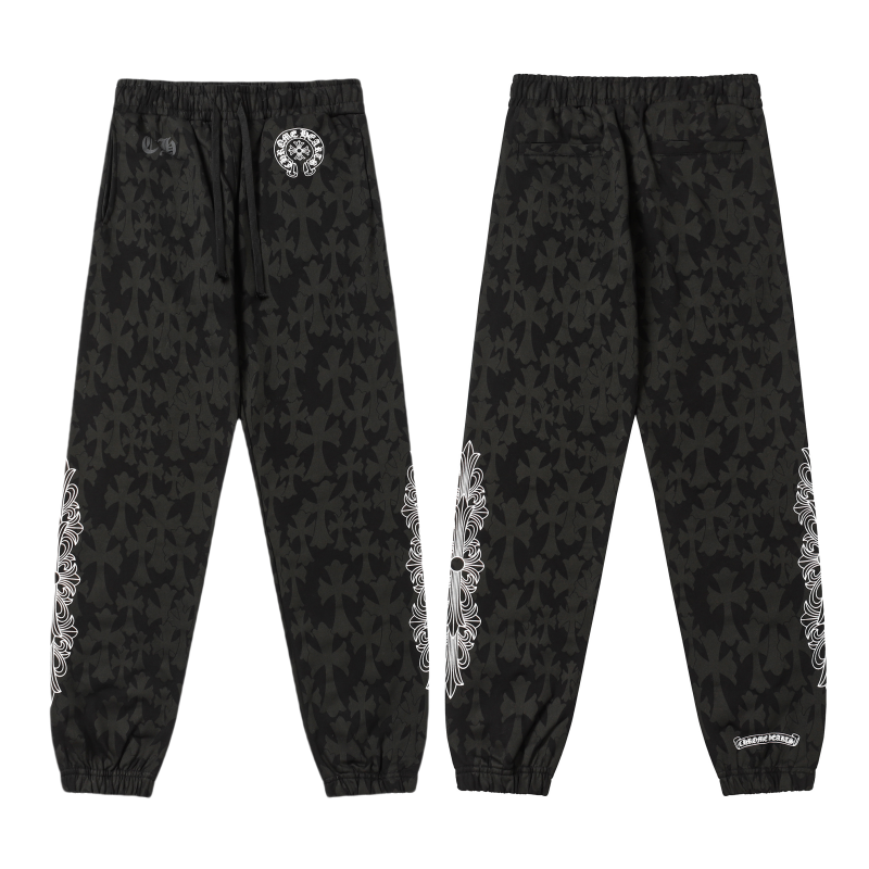 Chrome Hearts Black Tonal Monogram Horseshoe Logo Jogger Pants 1021