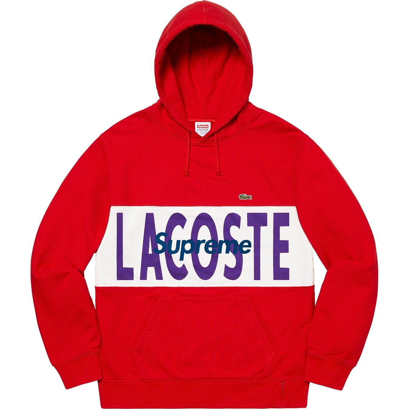 Supreme®/LACOSTE 19FW Logo Panel Hooded Sweatshirt