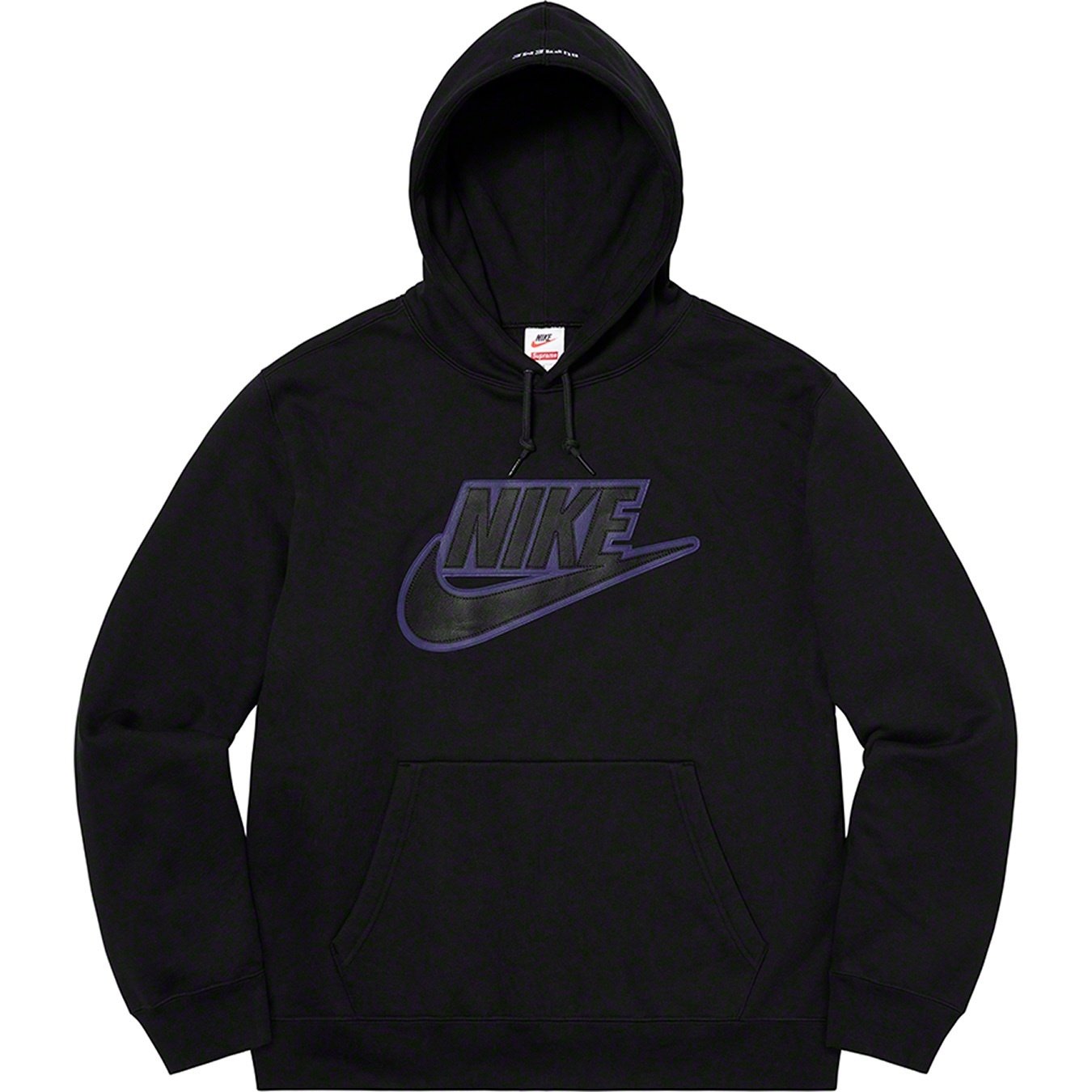 Supreme®/Nike® 19FW Leather Appliqué Hooded Sweatshirt
