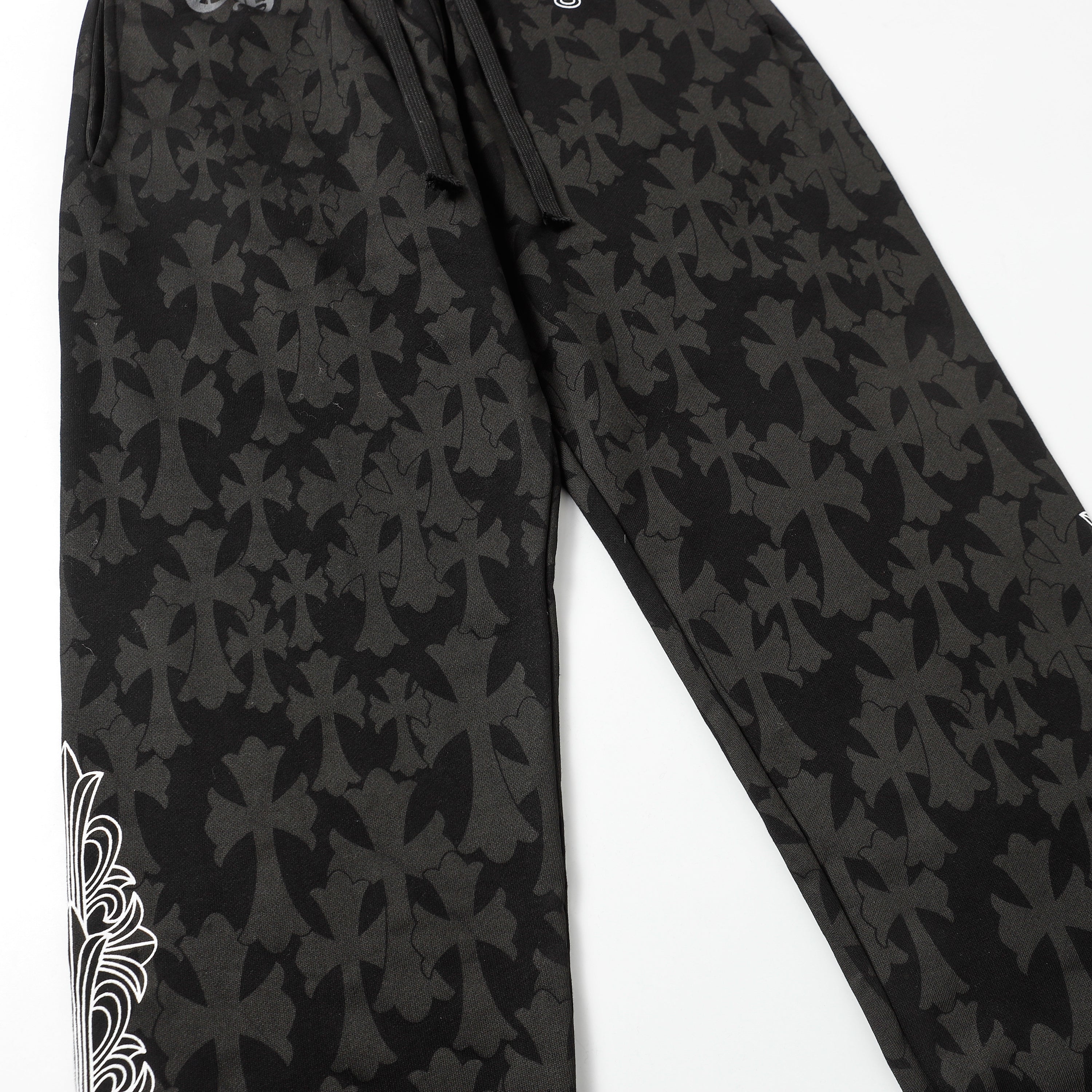 Chrome Hearts Black Tonal Monogram Horseshoe Logo Jogger Pants 1021