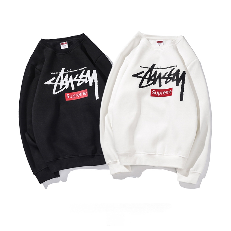 Supreme X Stussy Logo クルーネック パーカー 2色