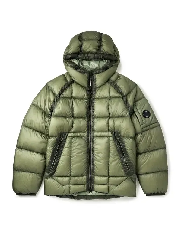 C.P. COMPANY logo-appliquéd quilted shell hooded down jacket - green