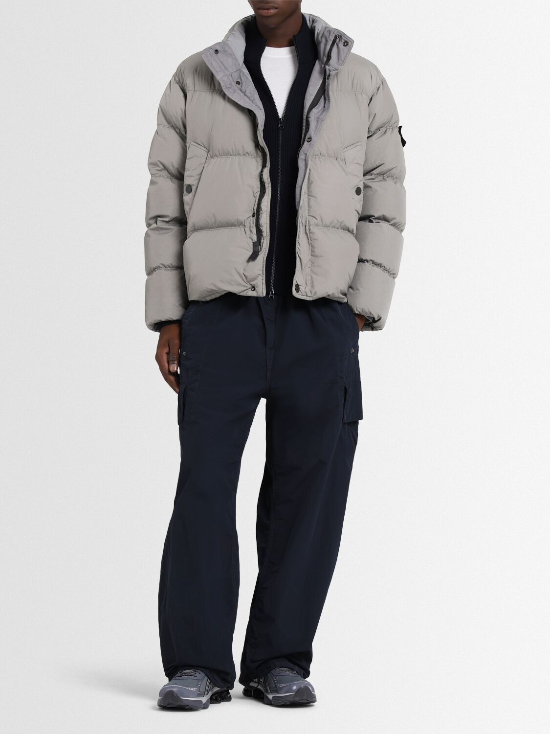 Stone Islandライトグレーナイロンダウンボンバージャケット☆国内配送☆50%オフ☆