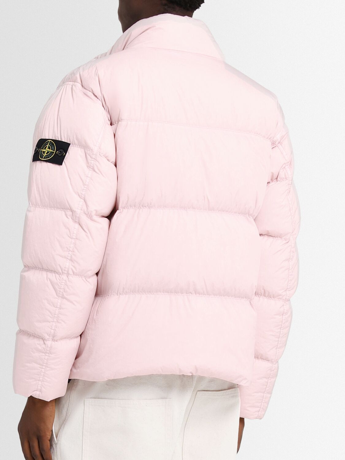 Stone Islandピンクのナイロンダウンボンバージャケット☆国内配送☆50%オフ☆