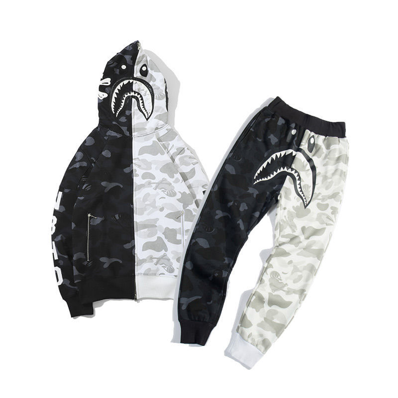 【送料無料、代金引換】A BATHING APE(エイプ) フルセット ロゴバッジ付きパンツ ジッパー付きパーカー