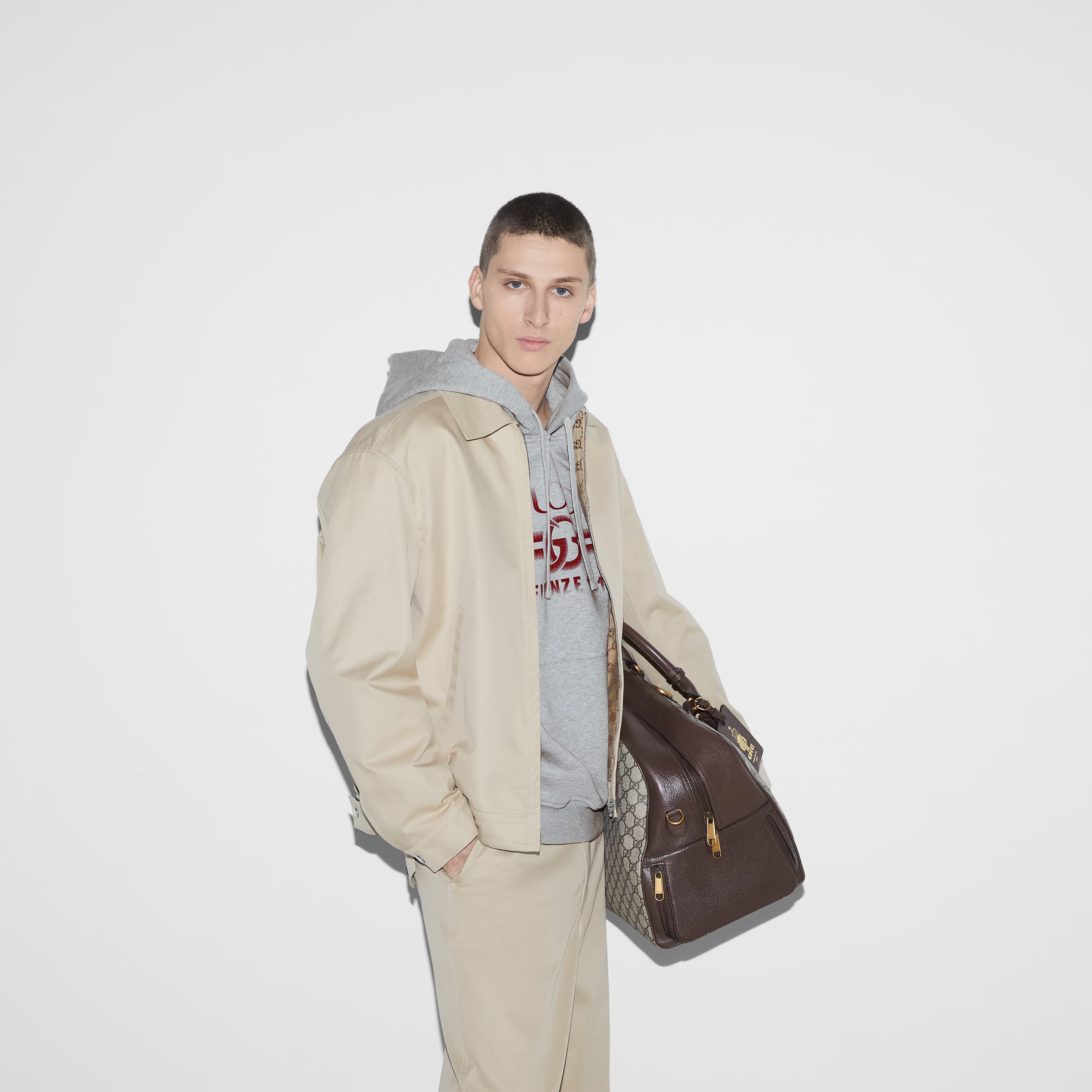 コットンジャージー プリント フーデッド スウェットシャツ