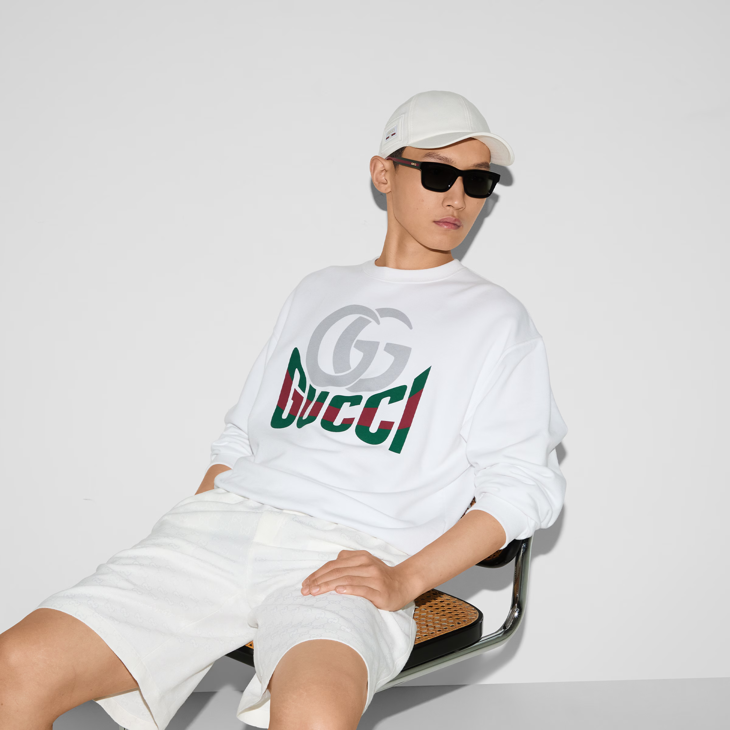 コットンジャージー プリント スウェットシャツ