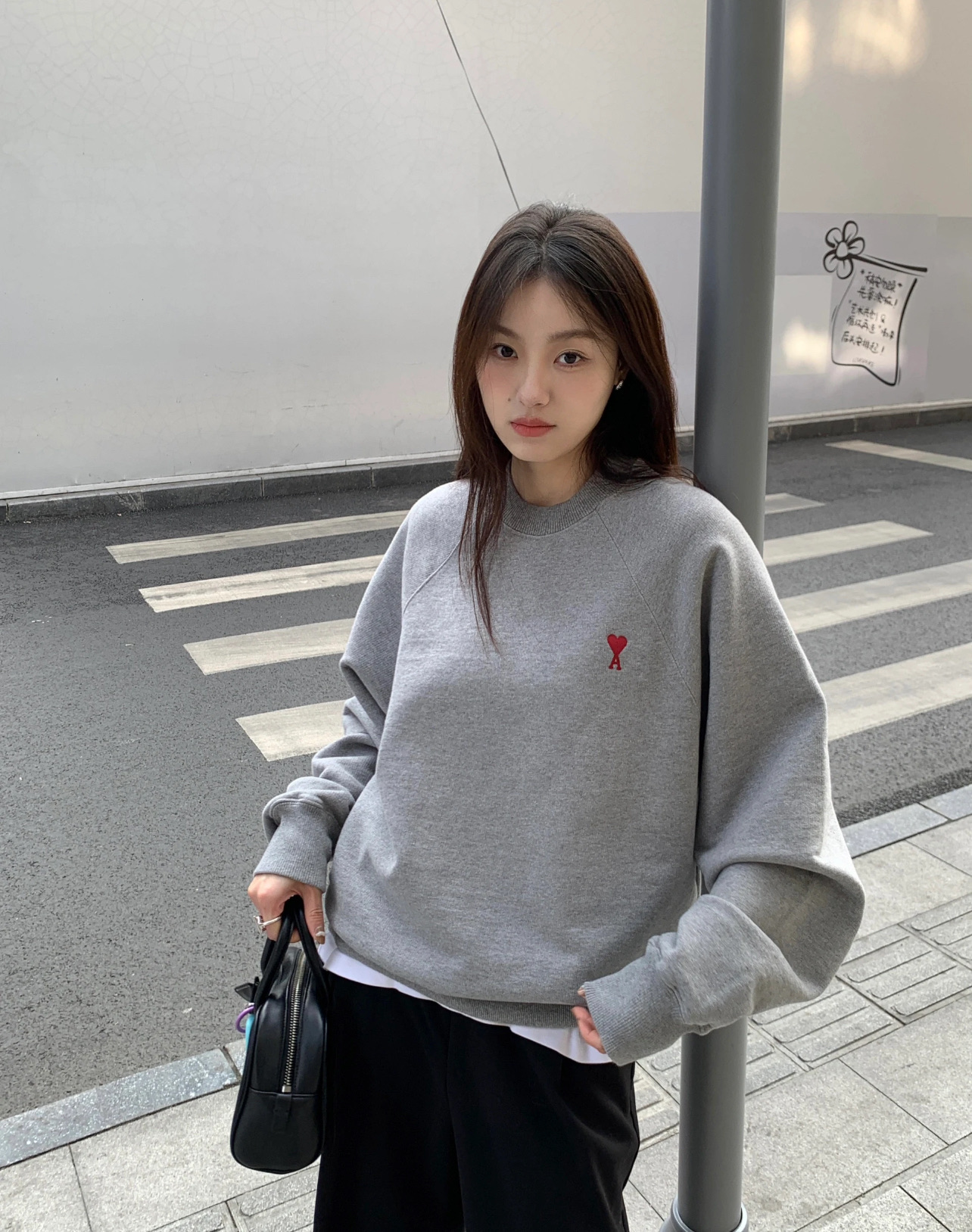 AMI PARIS ハート ロゴ コットン 刺繍 長袖 Tシャツ★人気★