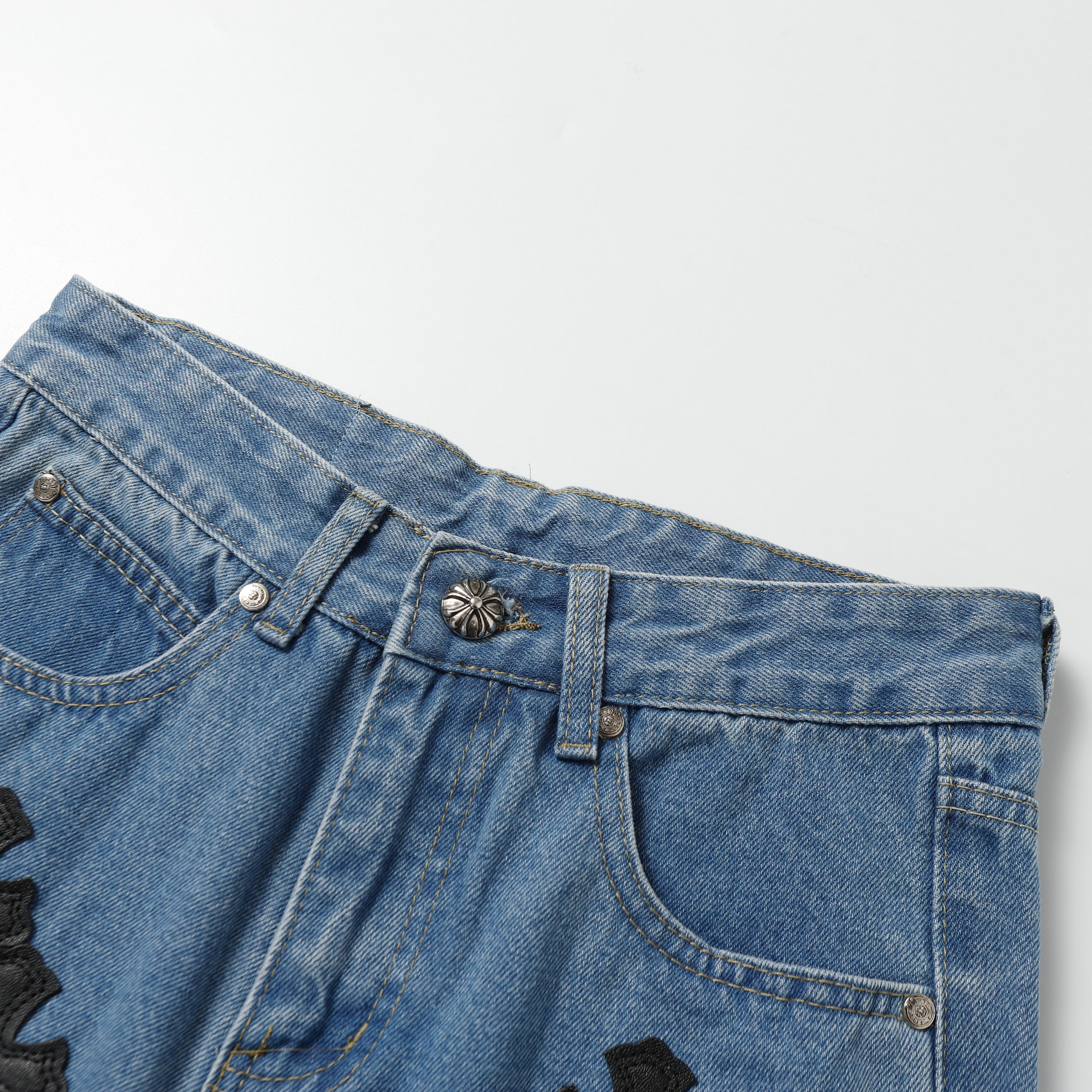 Chrome Hearts Levi's 505 Black Cross Patch Jeans