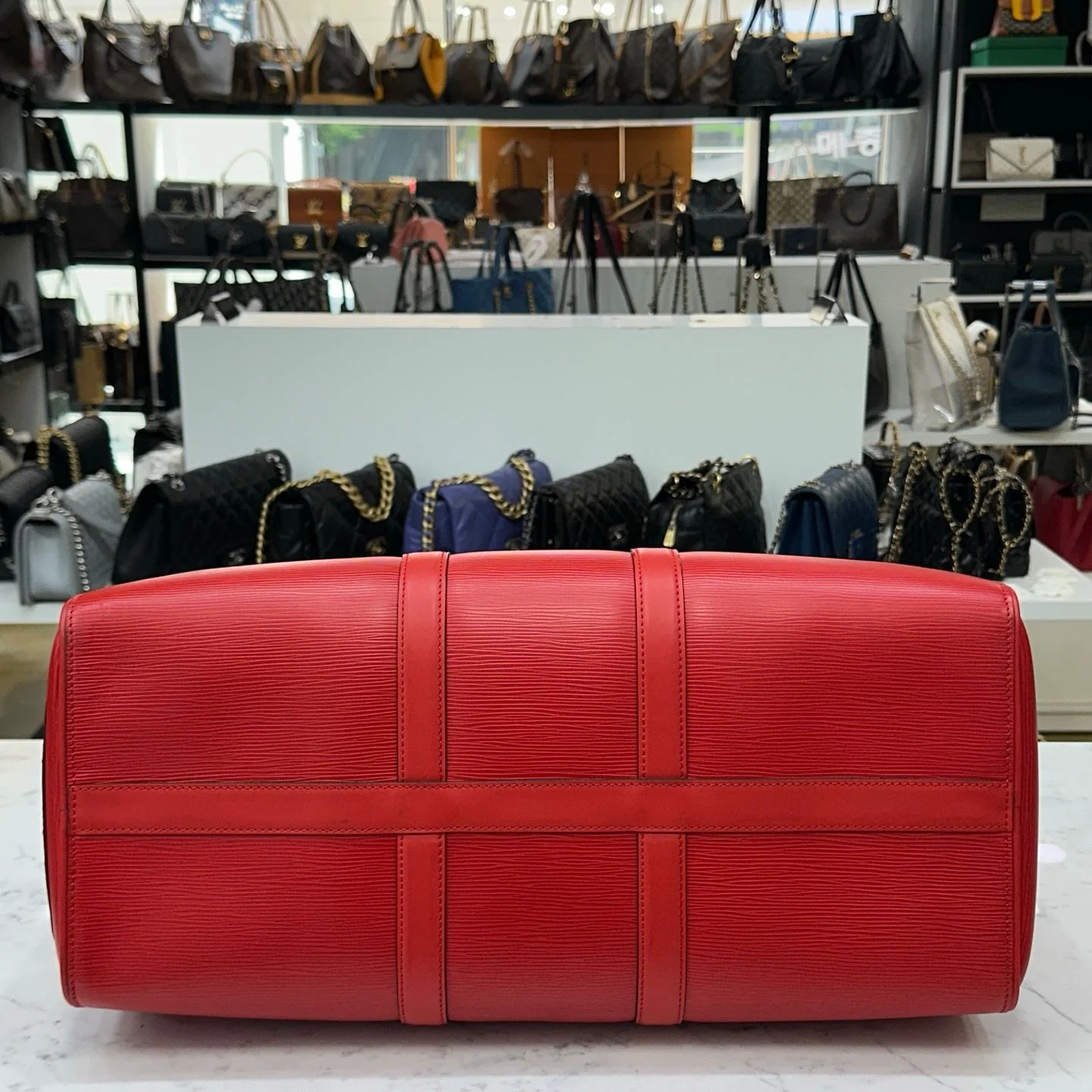 【期間限定割引価格】LV 旅行用バッグ LV シュプリーム キーポル 45 旅行用バッグ EPL ウォーター リップル 旅行用バッグ レッド