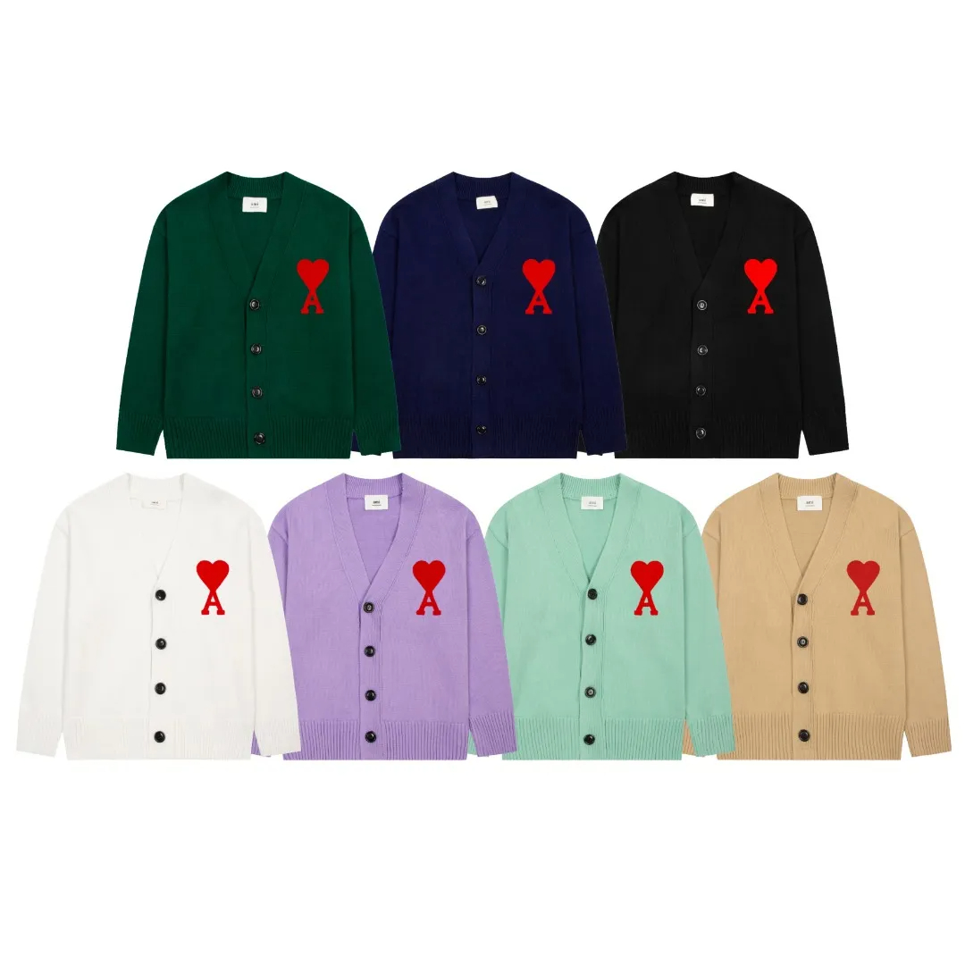 AMI PARIS（アミ パリス） オーバーサイズ ウール カーディガン 男女兼用ロゴニット