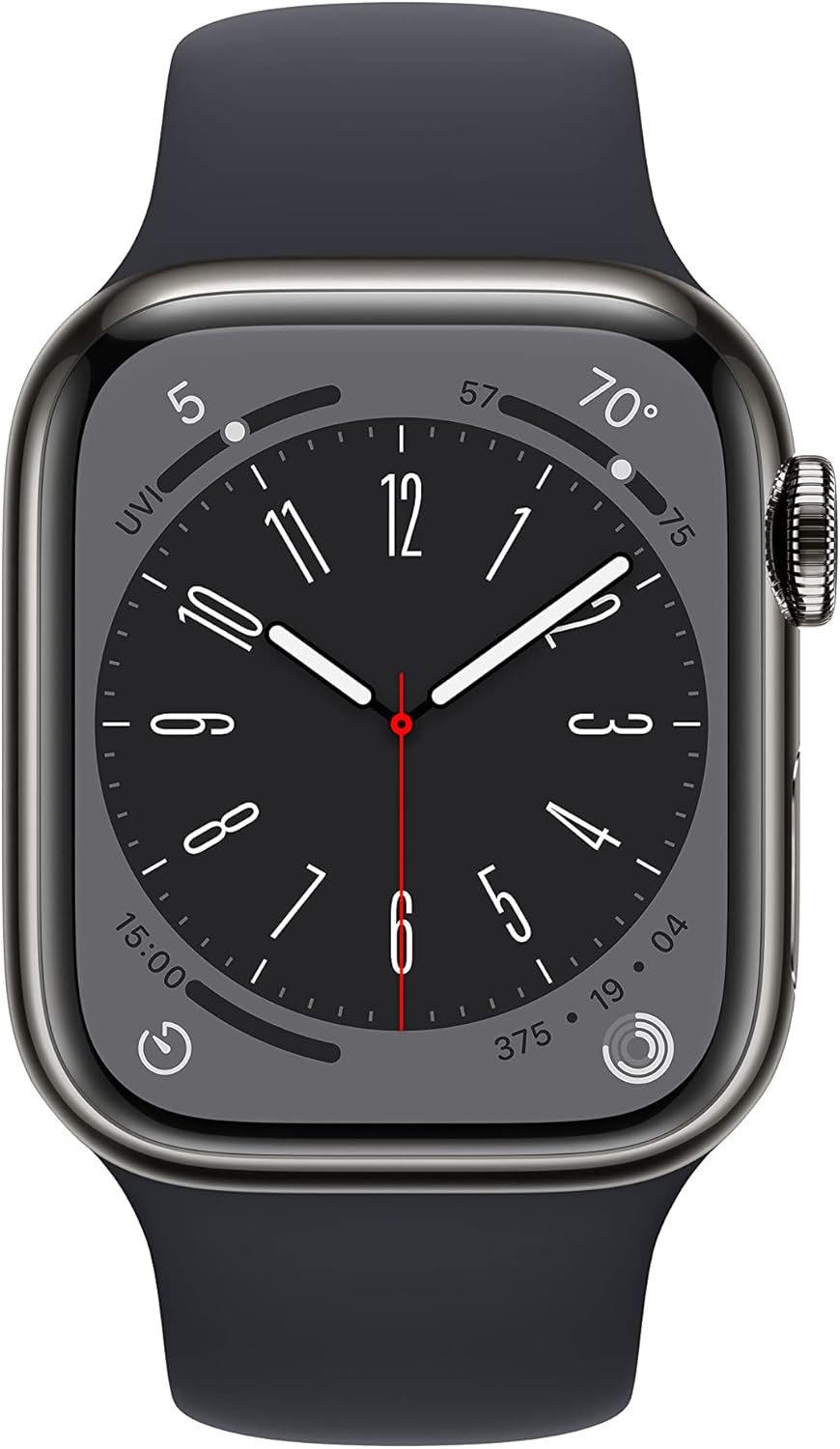 【整備済み品】 Apple Watch Series 8 (GPS + Cellularモデル) - 41mm グラファイトステンレススチールケースとミッドナイトスポーツバンド