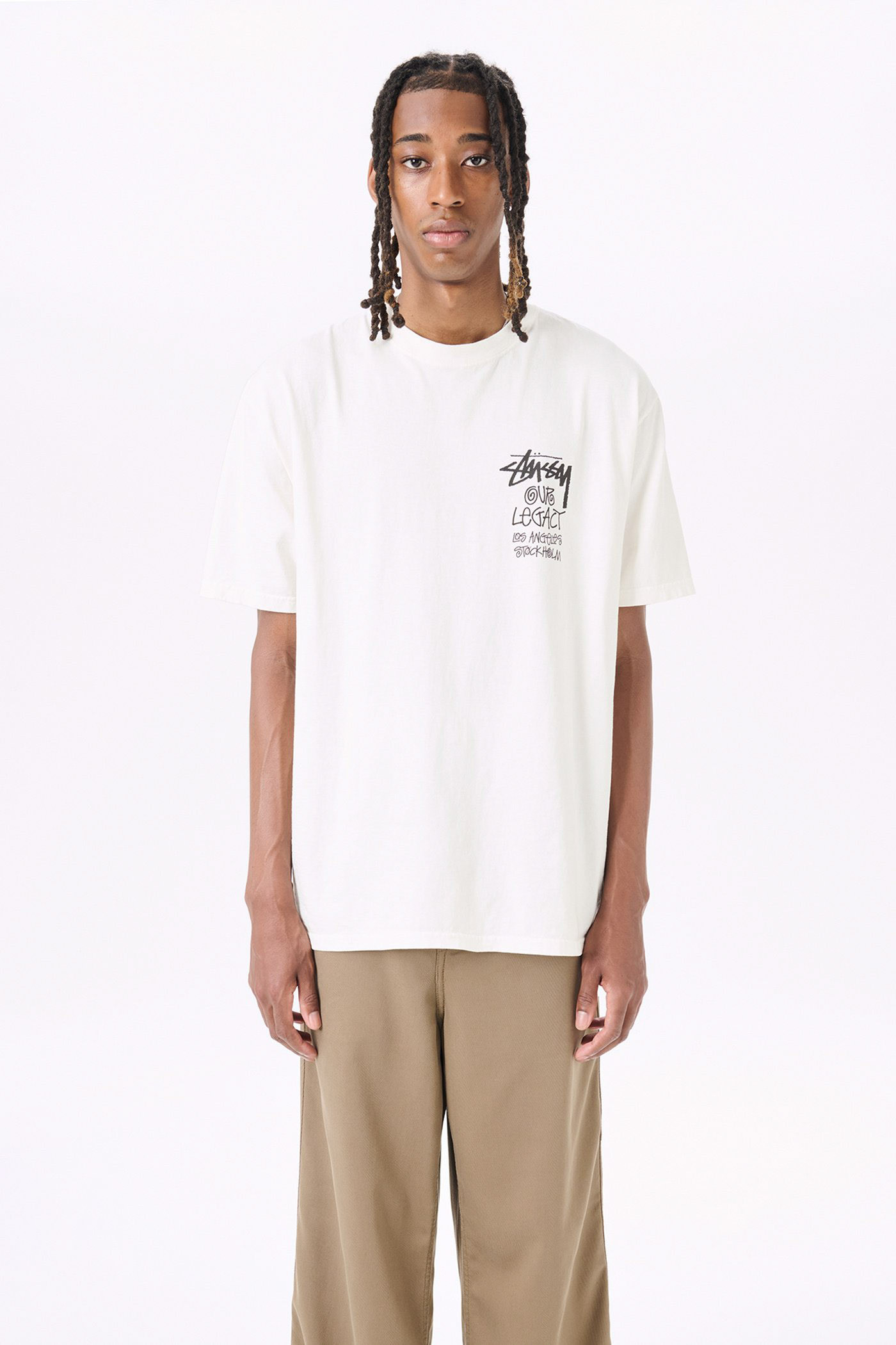 Stussy x Our Legacy 8 Ball Yin Yang Tee Pigment Dyed White
