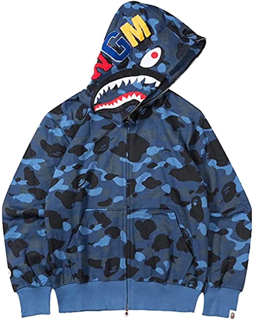 レディース ユニセックス BAPE Shark Ape Bape パーカー カモ プリント セーター カジュアル ジッパー ジャケット ファッション
