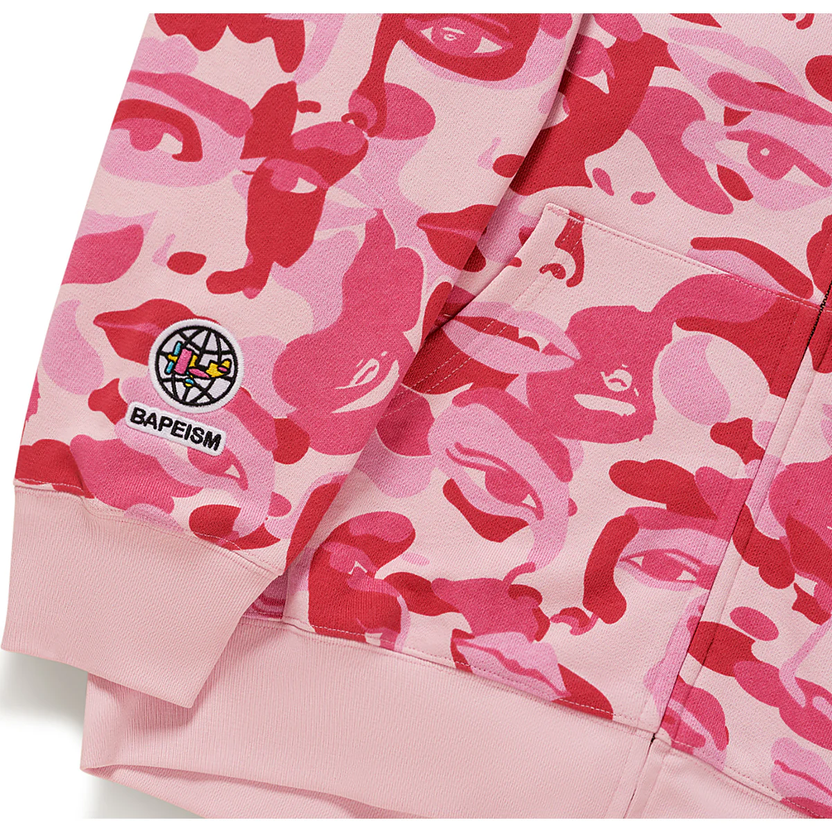 BAPE X KIDSUPER CAMO SHARK FULL ZIP HOODIE Color: Pink