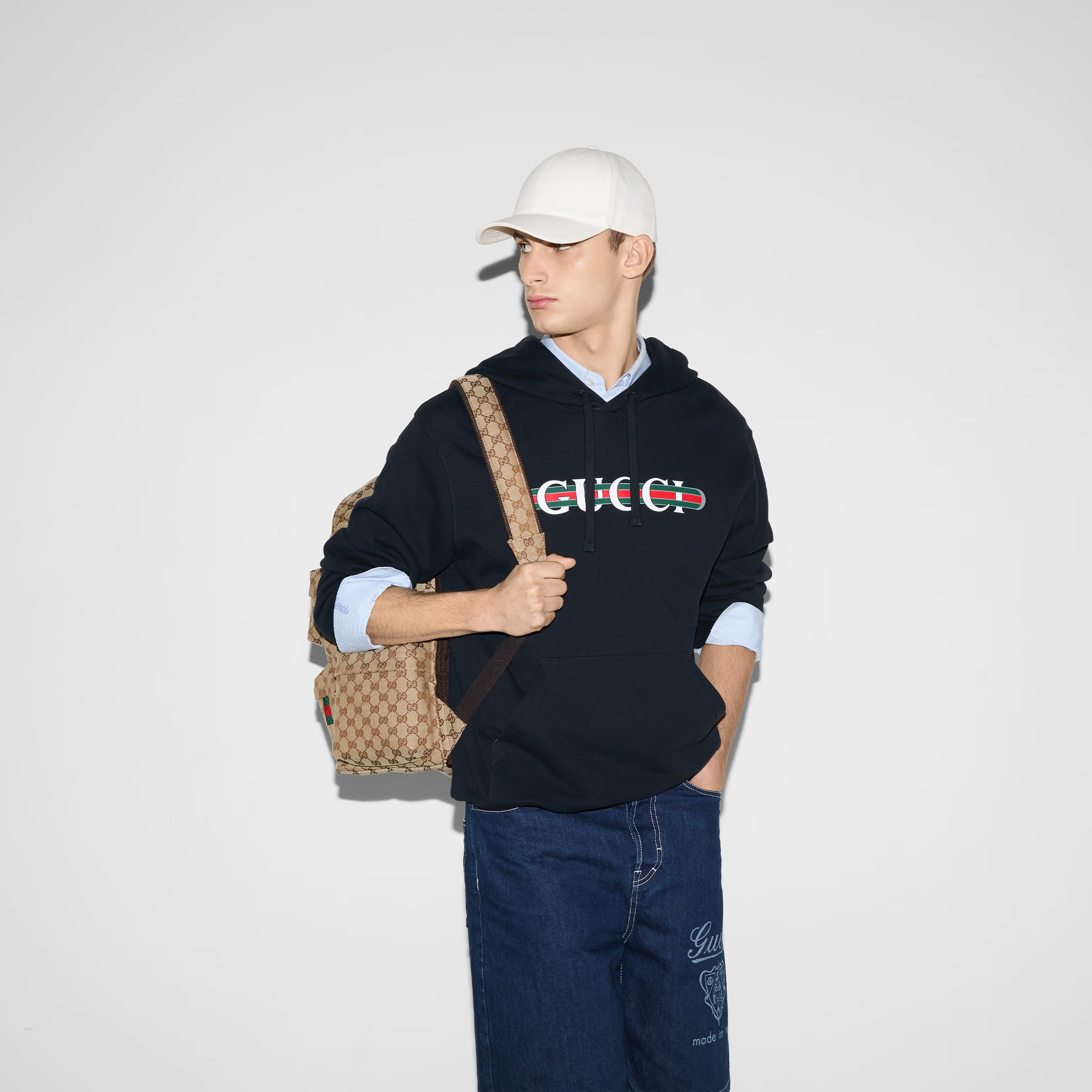 コットンジャージー プリント フーデッド スウェットシャツ