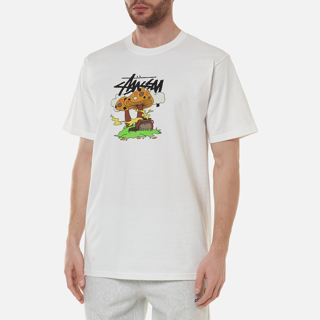 STUSSY Something's Cooking T Shirt (Stussy Somethings Cookin Black Crew Jumper)