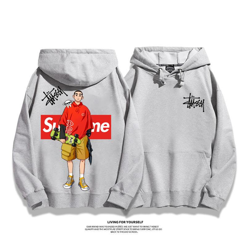 STUSSY co-branded supreme casual hoodie
