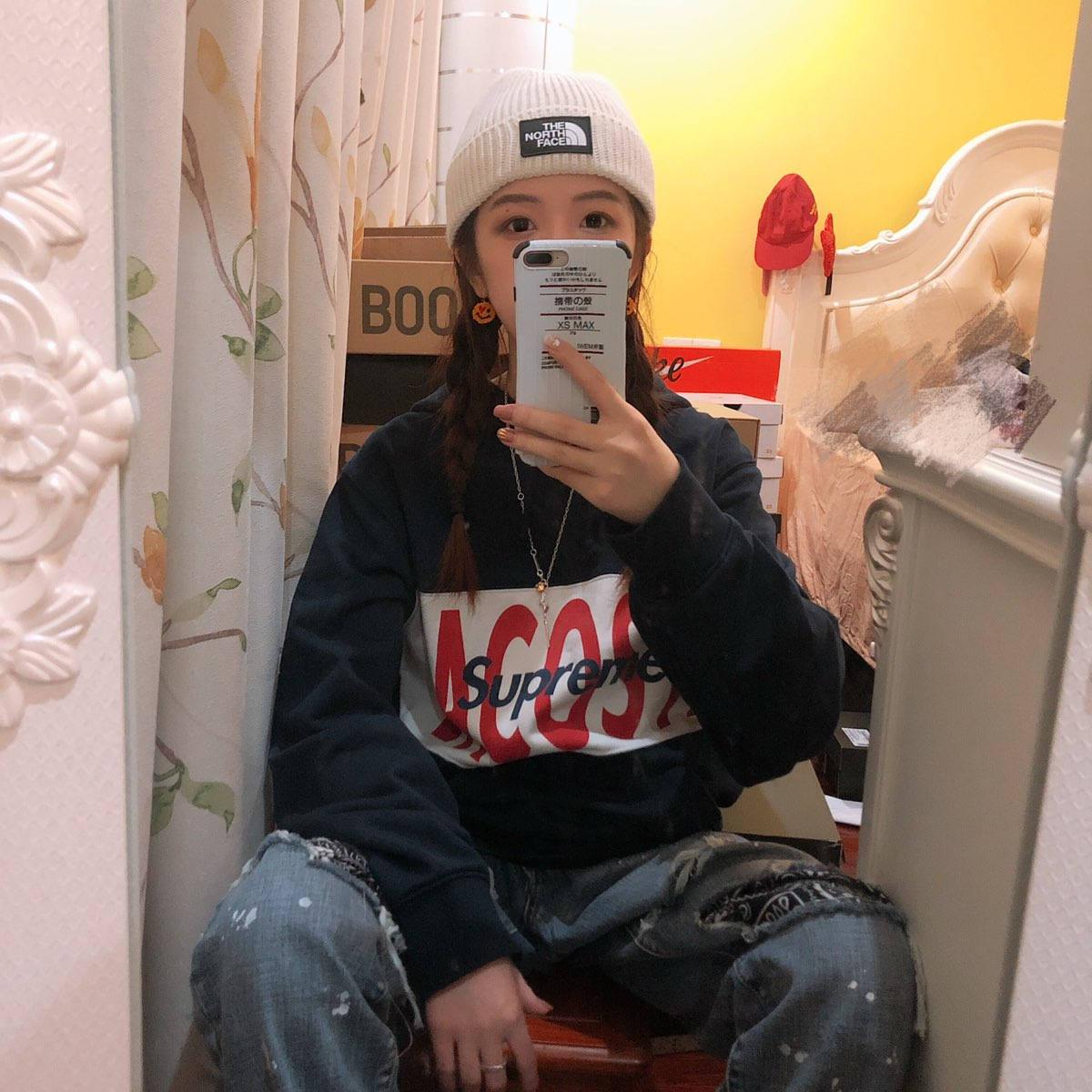 Supreme®/LACOSTE 19FW Logo Panel Hooded Sweatshirt