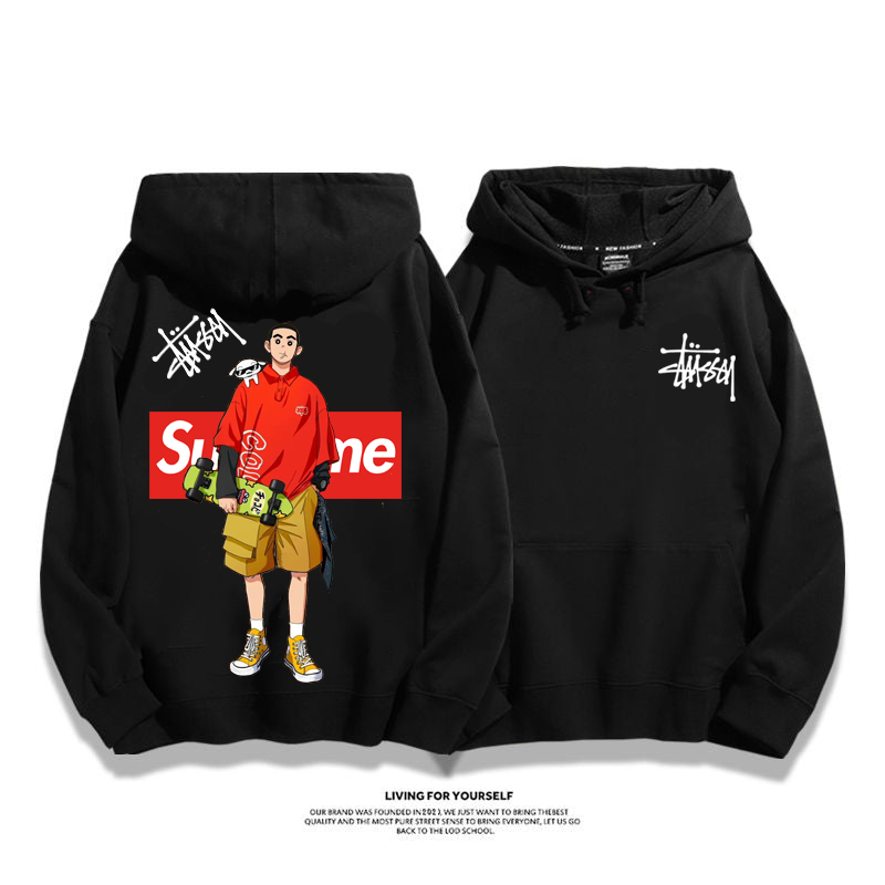 STUSSY co-branded supreme casual hoodie
