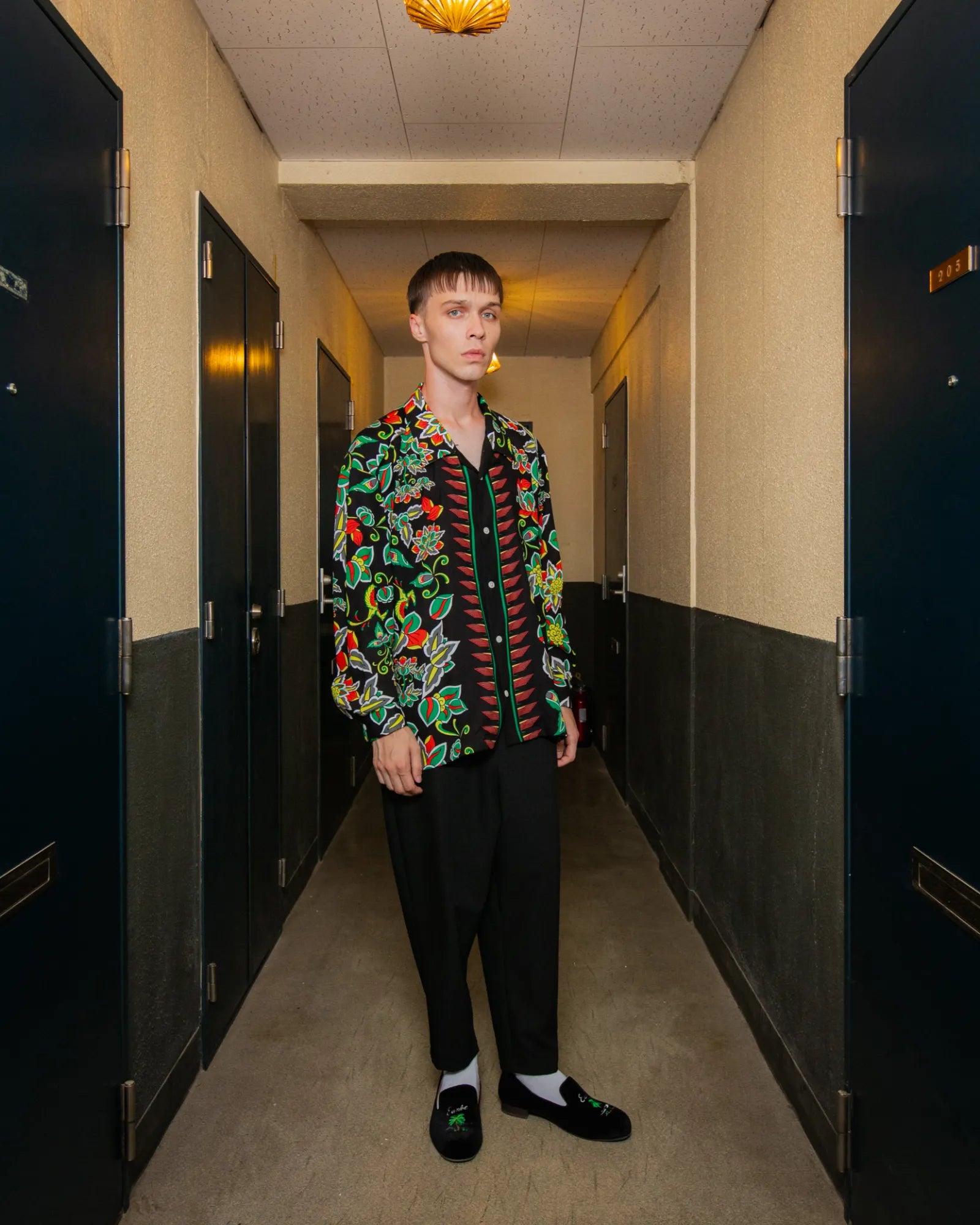 桃源花 L/S SHIRT / BLACK