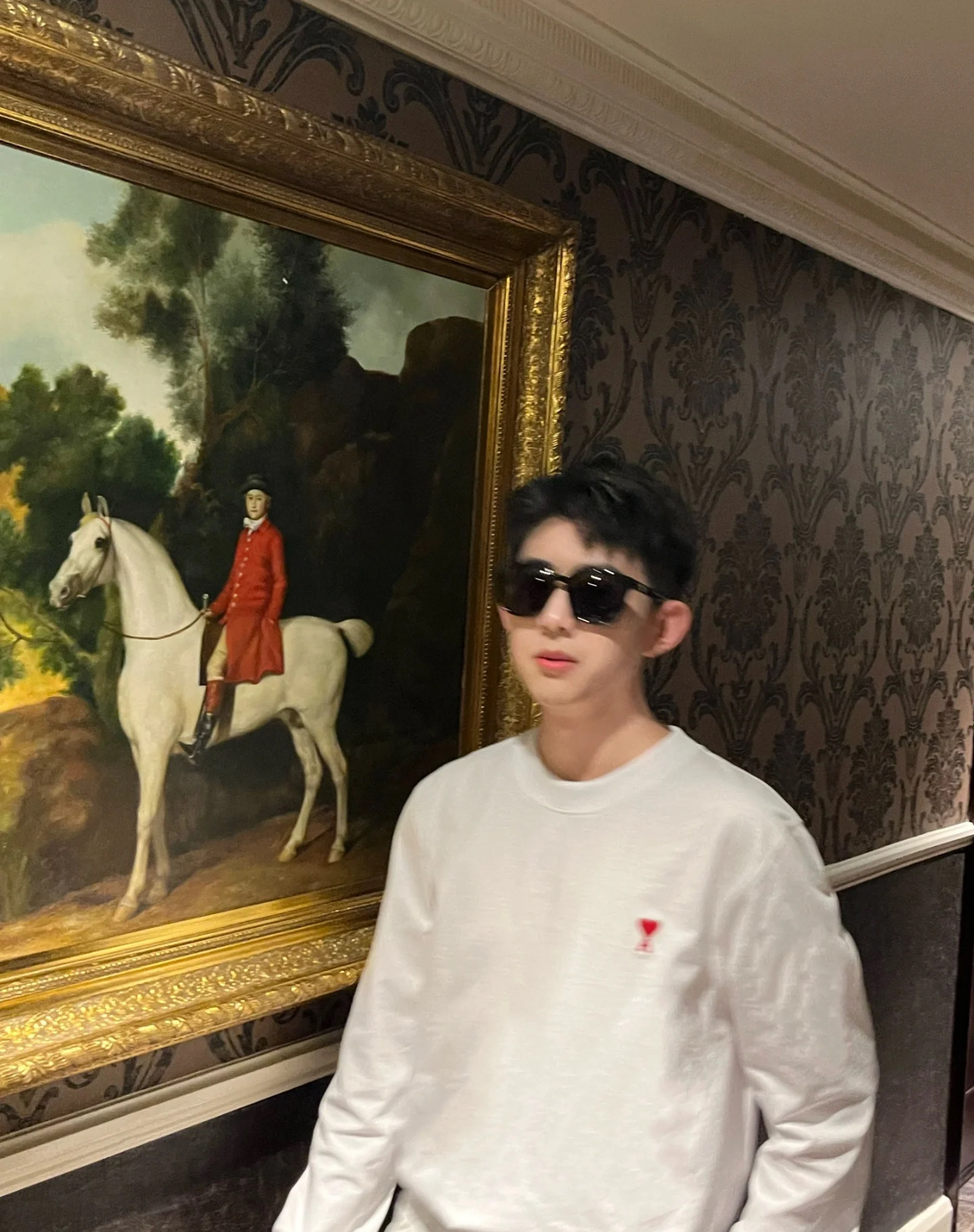 AMI PARIS ハート ロゴ コットン 刺繍 長袖 Tシャツ★人気★