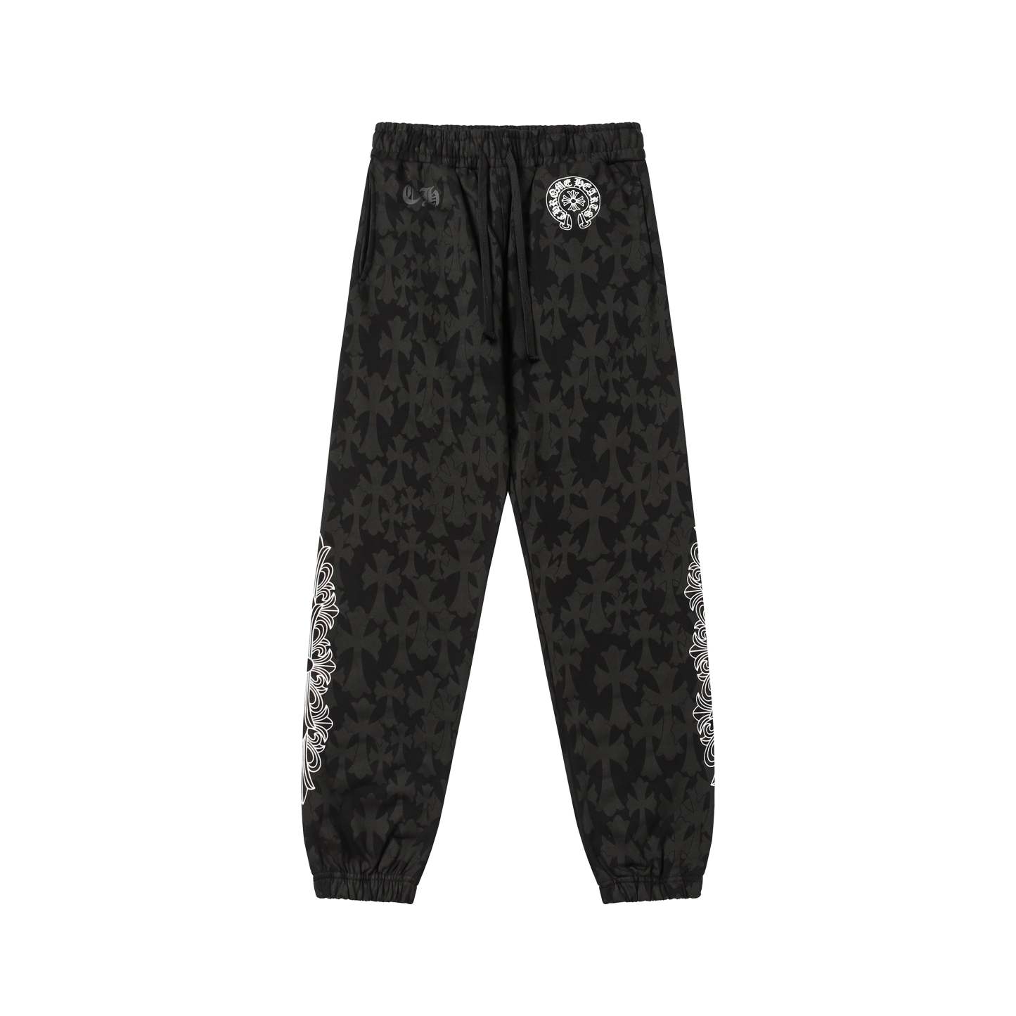 Chrome Hearts Black Tonal Monogram Horseshoe Logo Jogger Pants 1021